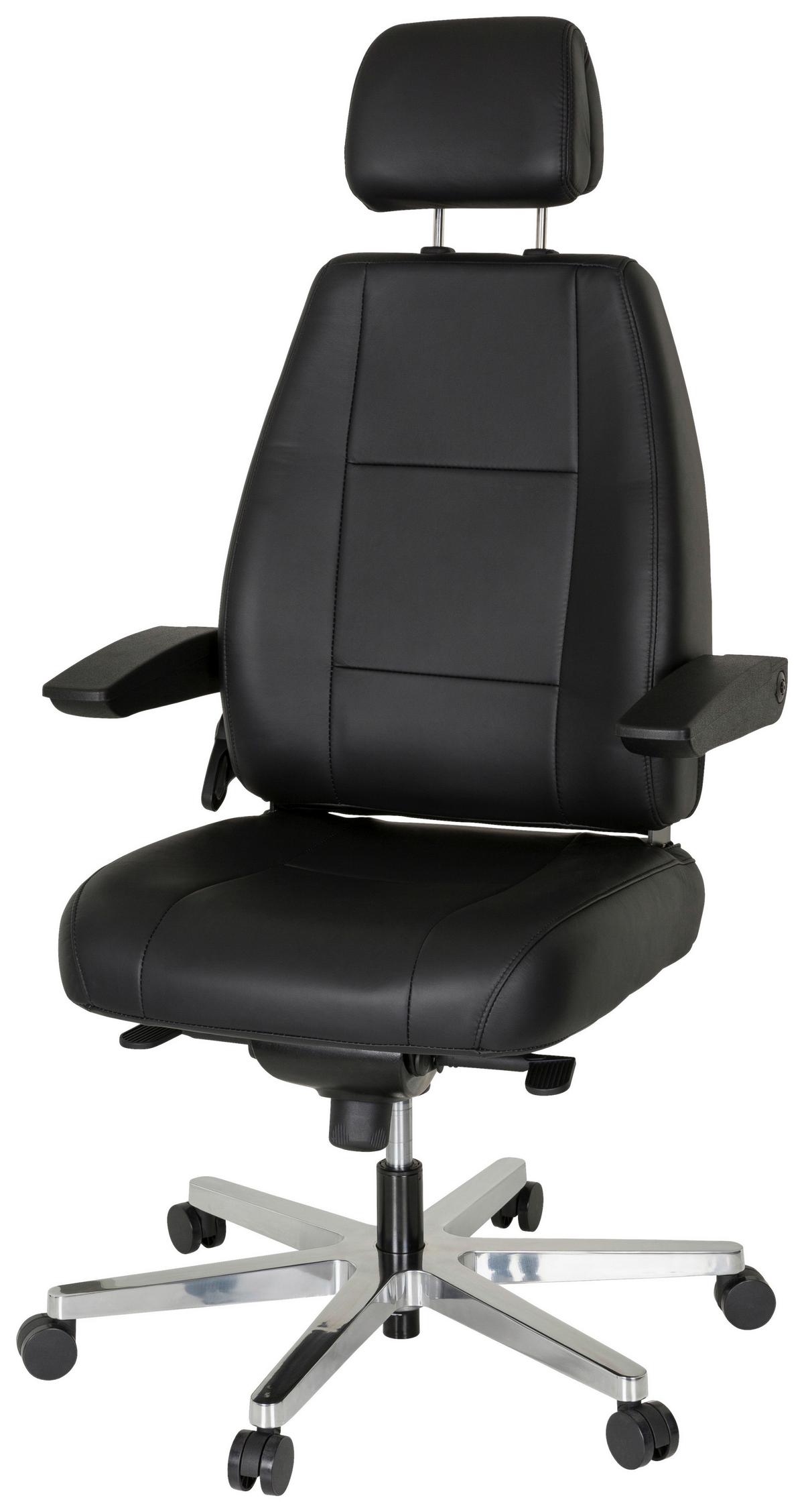 Pisarniški Stol 24 Hours, Pravo Usnje, Črna - srebrne barve/črna, Basics, kovina/umetna masa (70/152/70cm) - MID.YOU