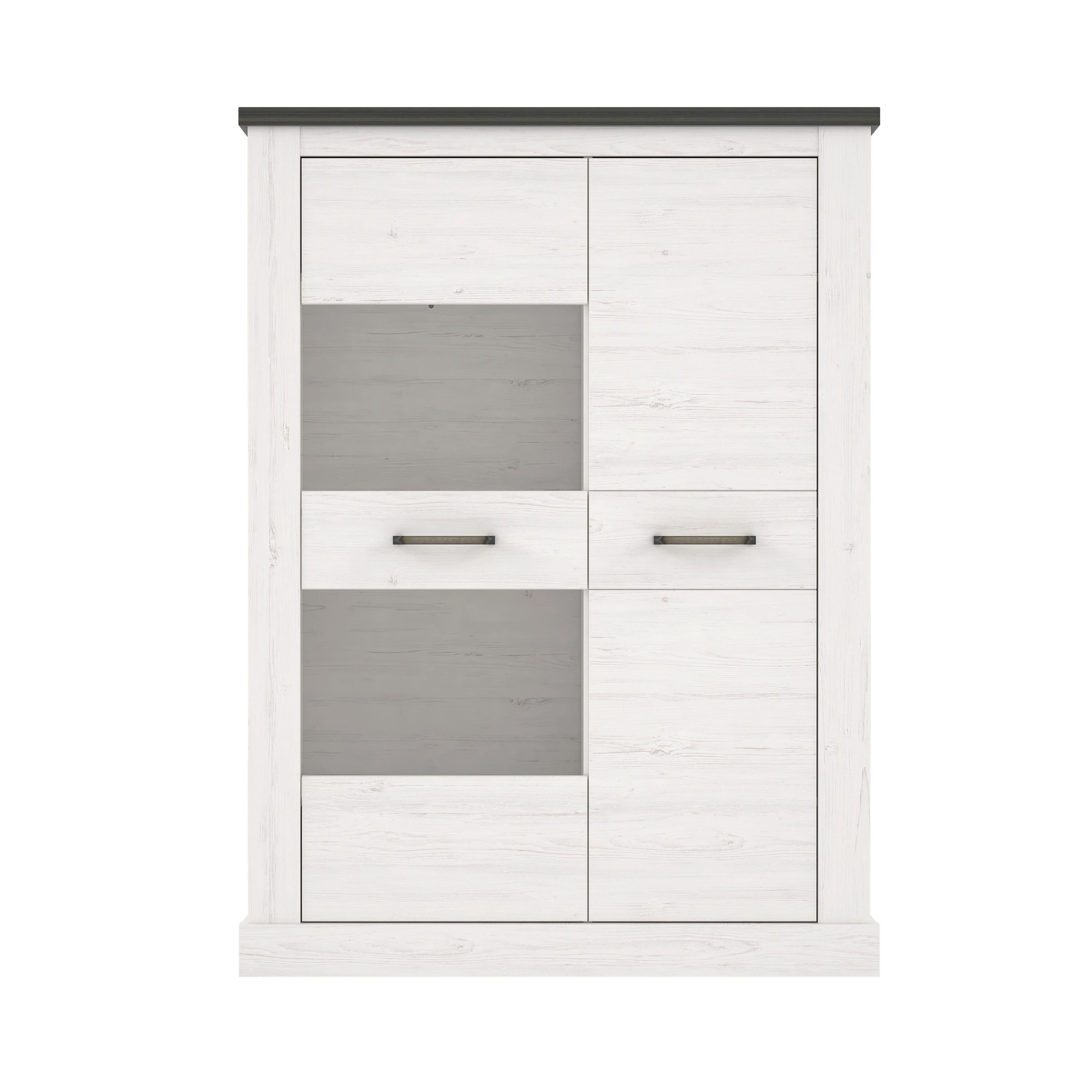 Vitrina Montreal - bijela/boje pinije, Konvencionalno, drvni materijal/metal (110,7/150,6/41,4cm) - Premium Living