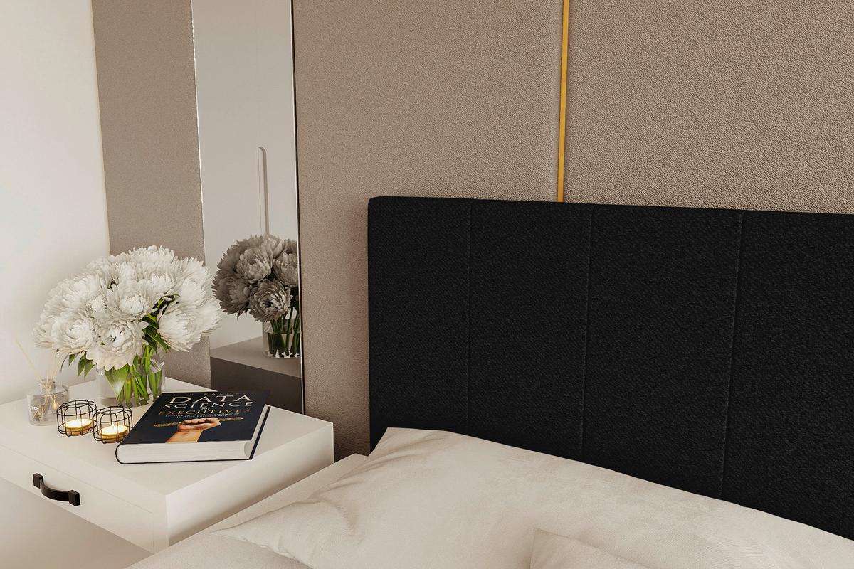 Boxbett Odin Schwarz ca. 140x200cm - Schwarz, KONVENTIONELL, Kunststoff/Textil (140/200cm) - Based