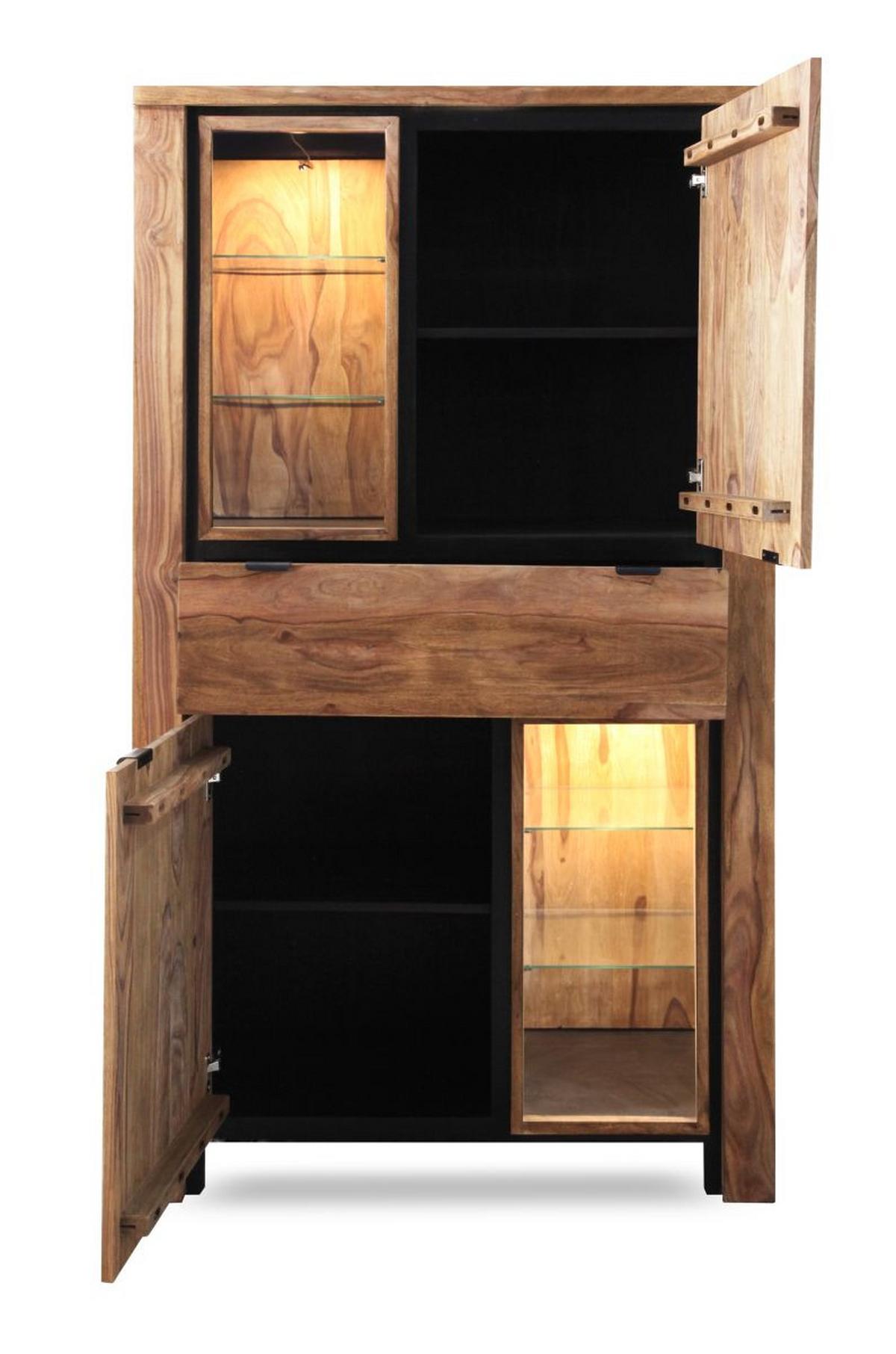WITRYNA BANDUNG - kolor naturalny/czarny, Modern, metal/drewno (100/180/40cm) - Livetastic