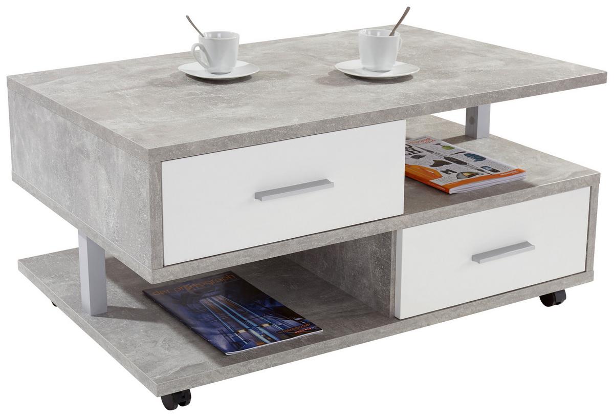 Măsuță de cafea QUATTRO - alb/gri, Konventionell, material pe bază de lemn (105/45/60cm) - Modern Living