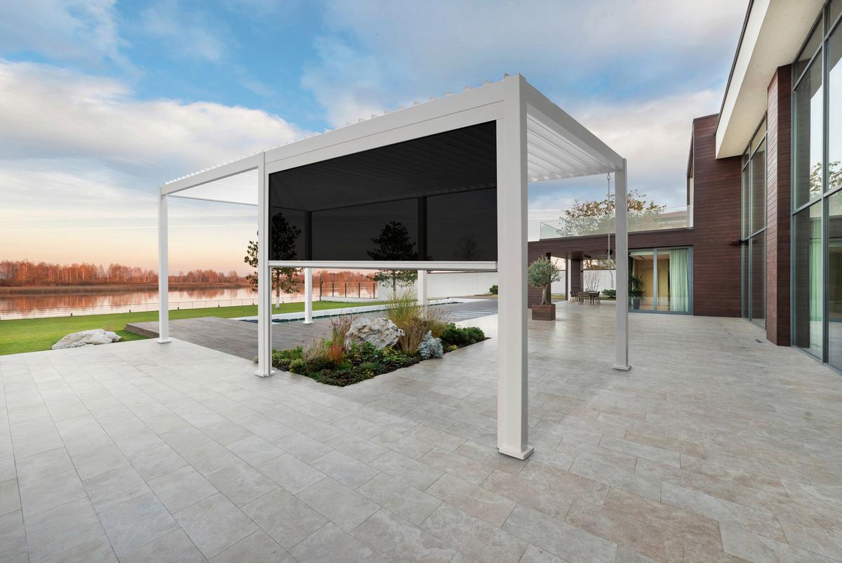 Rolo Za Pergolo Mirador, Bela, 400x250cm - siva/bela, Moderno, kovina/tekstil (400/250/10cm) - Gardenson