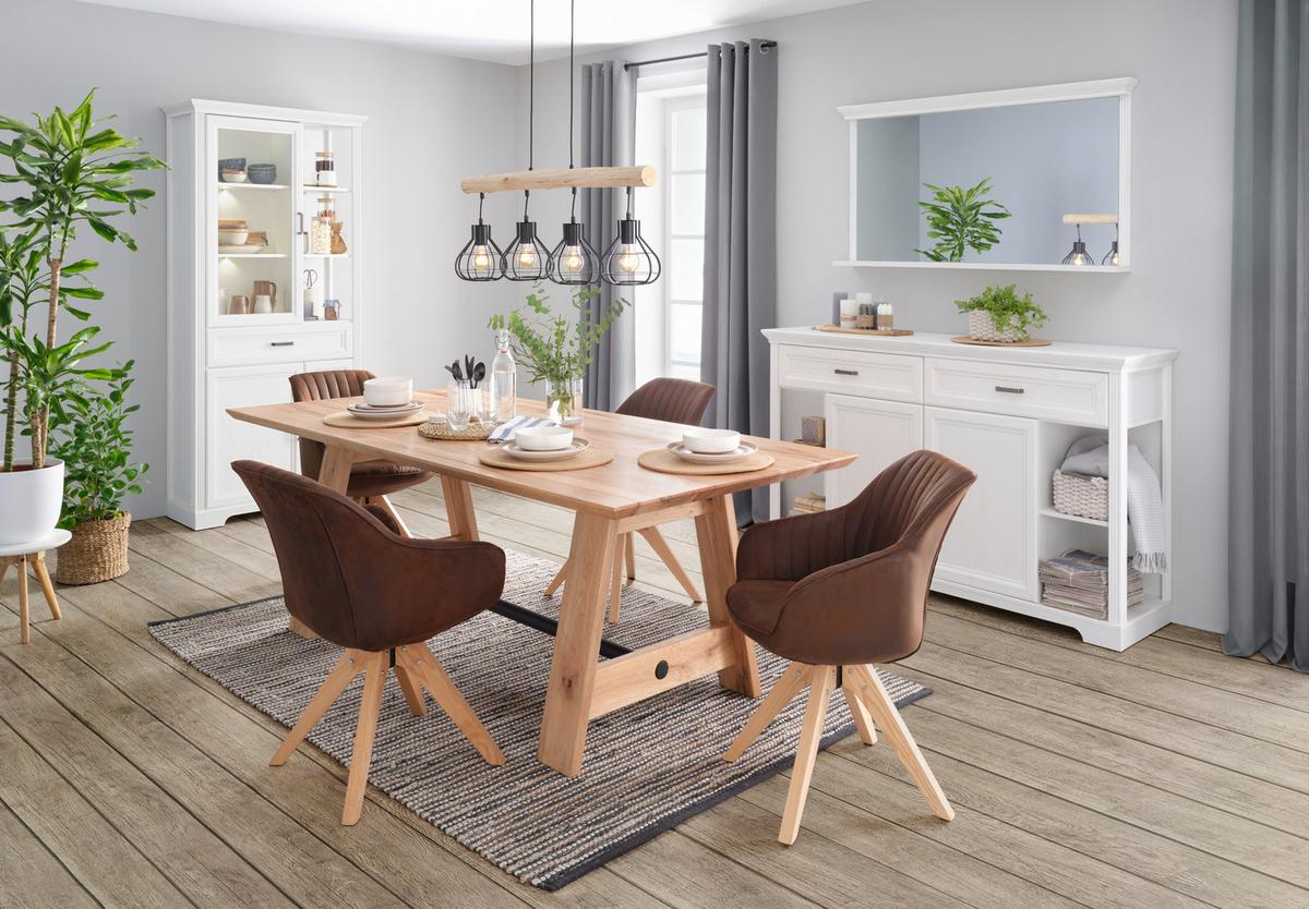 Stensko Ogledalo Marilou, Barva Pinije, 142 X 74 Cm - barve pinije, Romantika, leseni material (142/74/16cm) - Zandiara