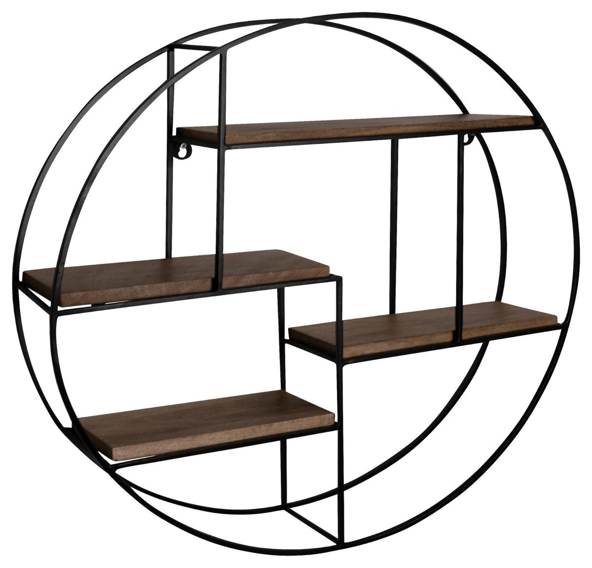 Stenski Regal Wl6.750 - črna, Design, kovina/les (70/70/18cm) - MID.YOU