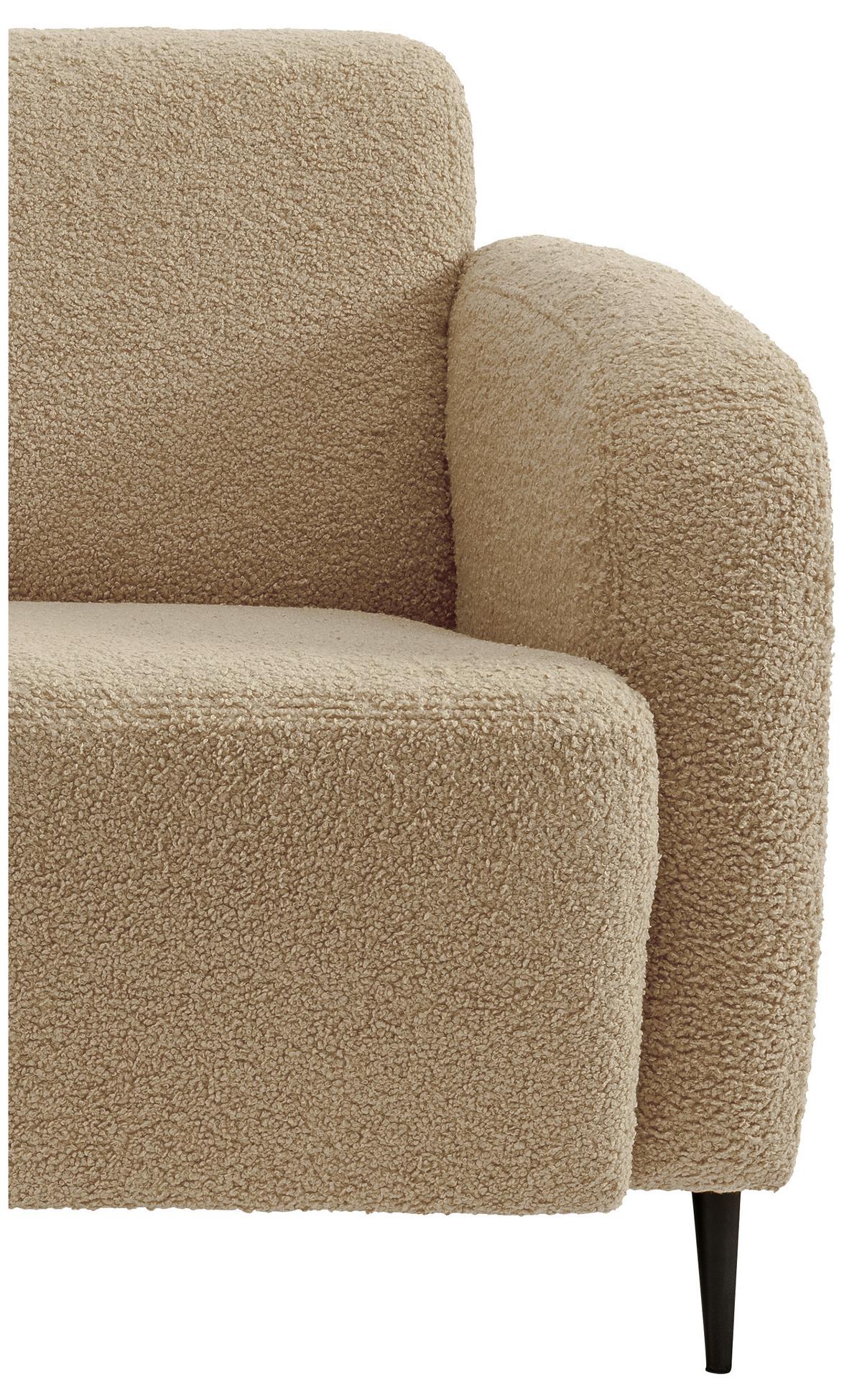 3-Sitzer-Sofa Marone Creme Teddystoff - Creme/Schwarz, MODERN, Textil/Metall (180/76/90cm) - Livetastic