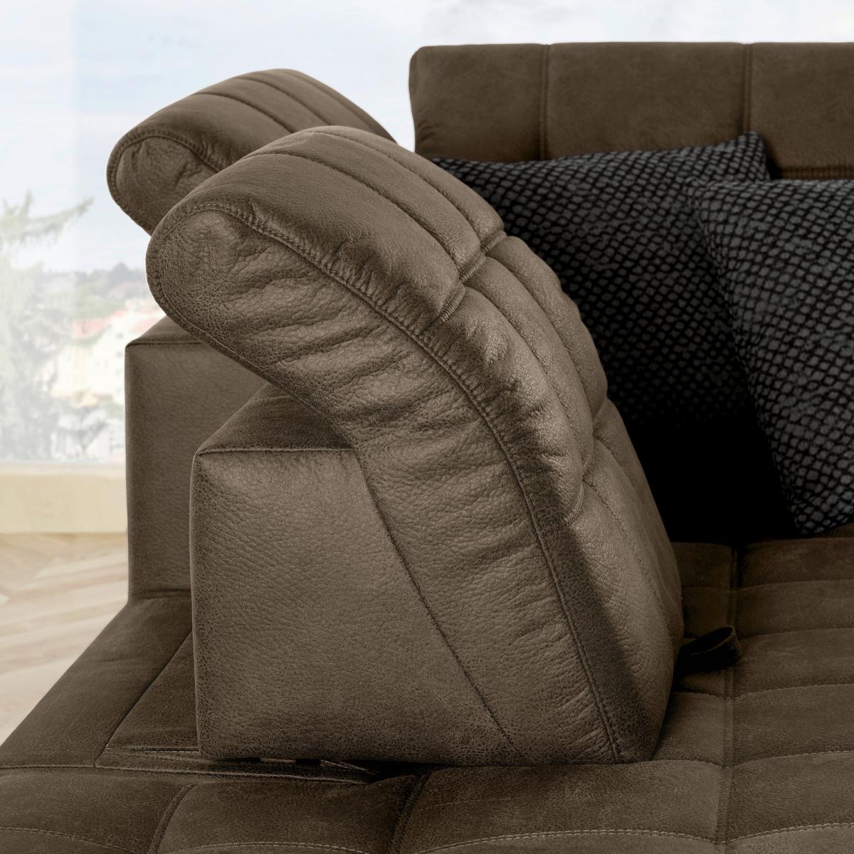 Ecksofa Panama links Taupe - Taupe/Schwarz, KONVENTIONELL, Textil/Metall (216/89-102/304cm) - Premium Living