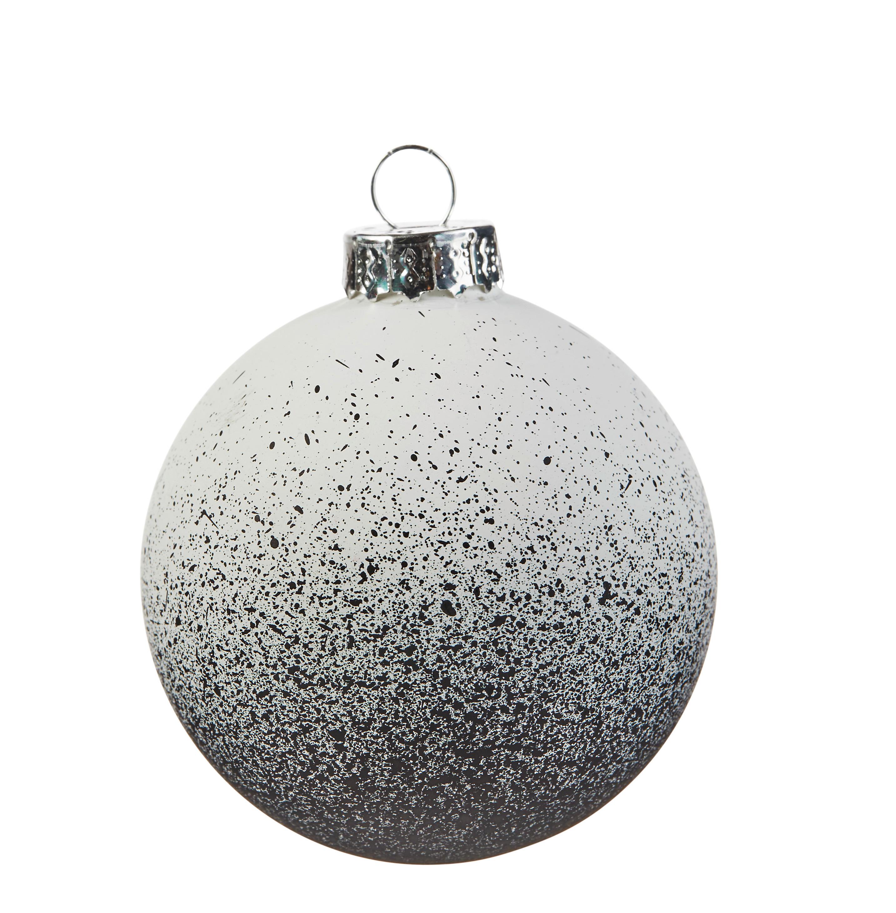 Karácsonyfagömb Noel - fekete/fehér, Üveg/fém (6cm) - Modern Living