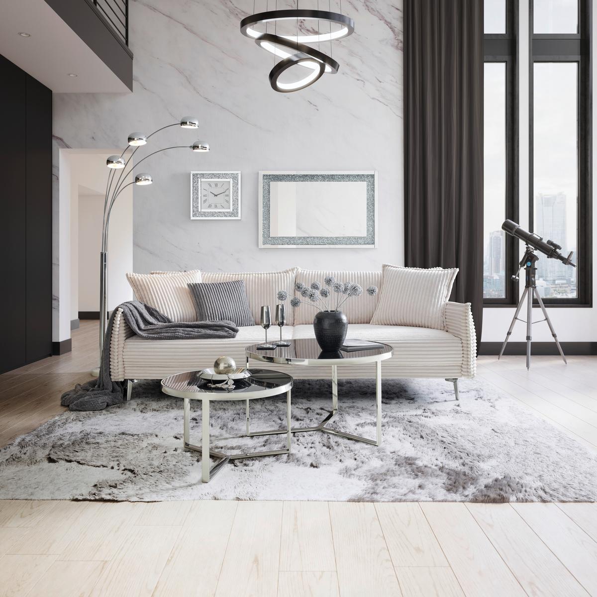 Kanapé Kiss - fehér, Modern, faalapú anyag/textil (241/90/117cm) - Mömax