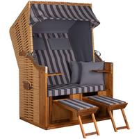 Strandkorb Trend Akazie/Grau - Naturfarben, LIFESTYLE, Holz/Textil (120/165/80cm)