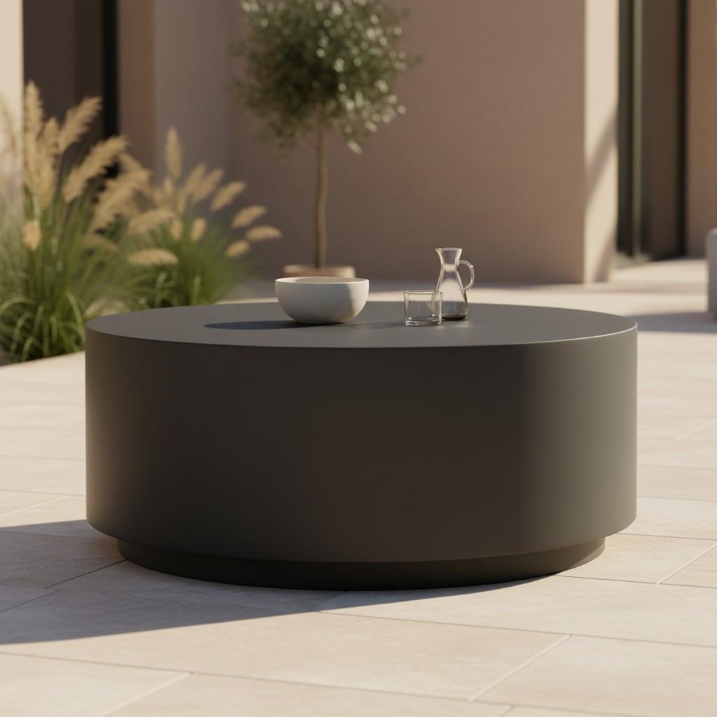 Loungetisch Rome Faserbeton Schwarz - Schwarz, KONVENTIONELL, Stein (86/86/41cm) - Gardenson