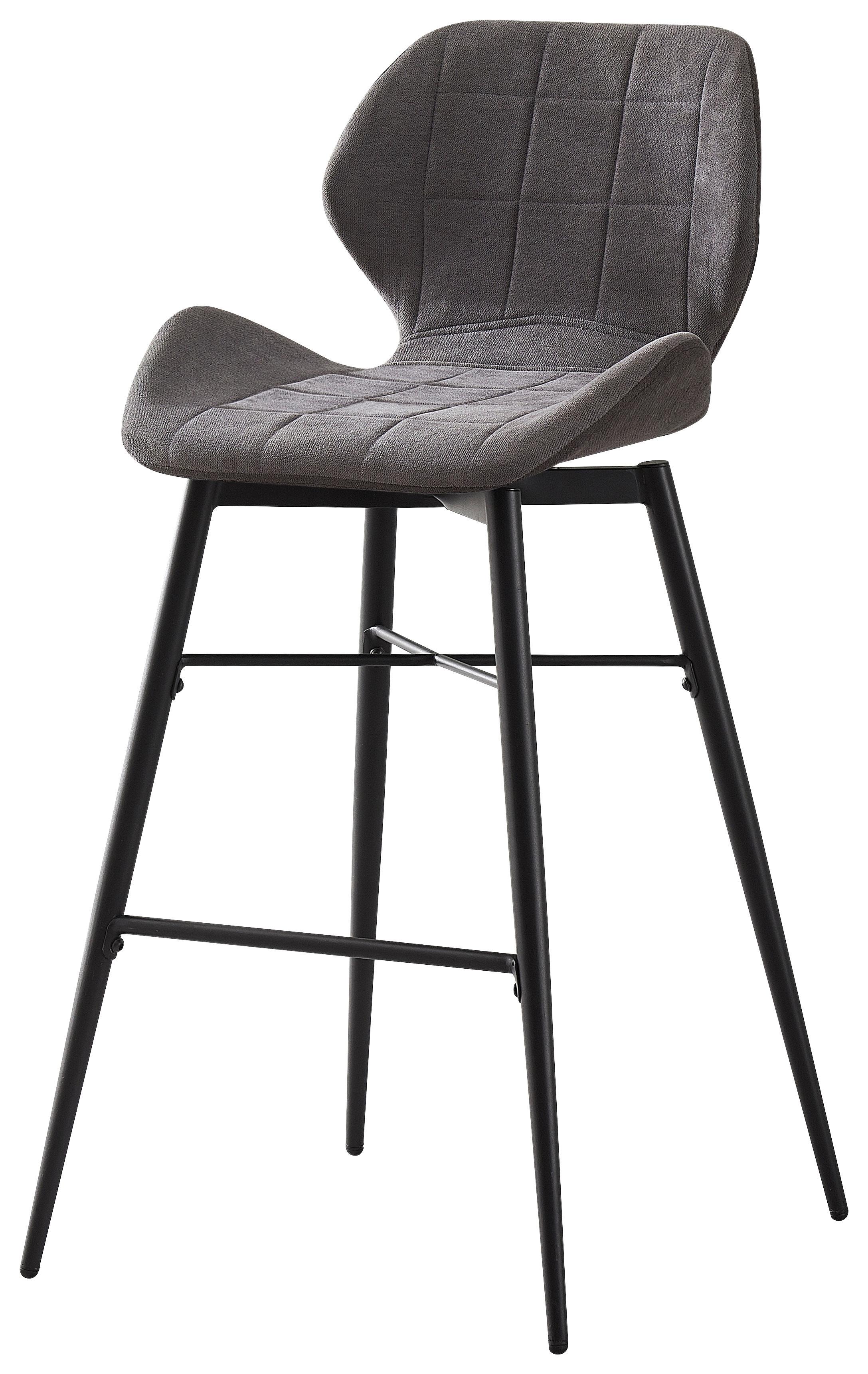 Taburet de bar NEAPEL - gri închis/negru, Modern, metal/textil (50/99,5/58cm) - Modern Living