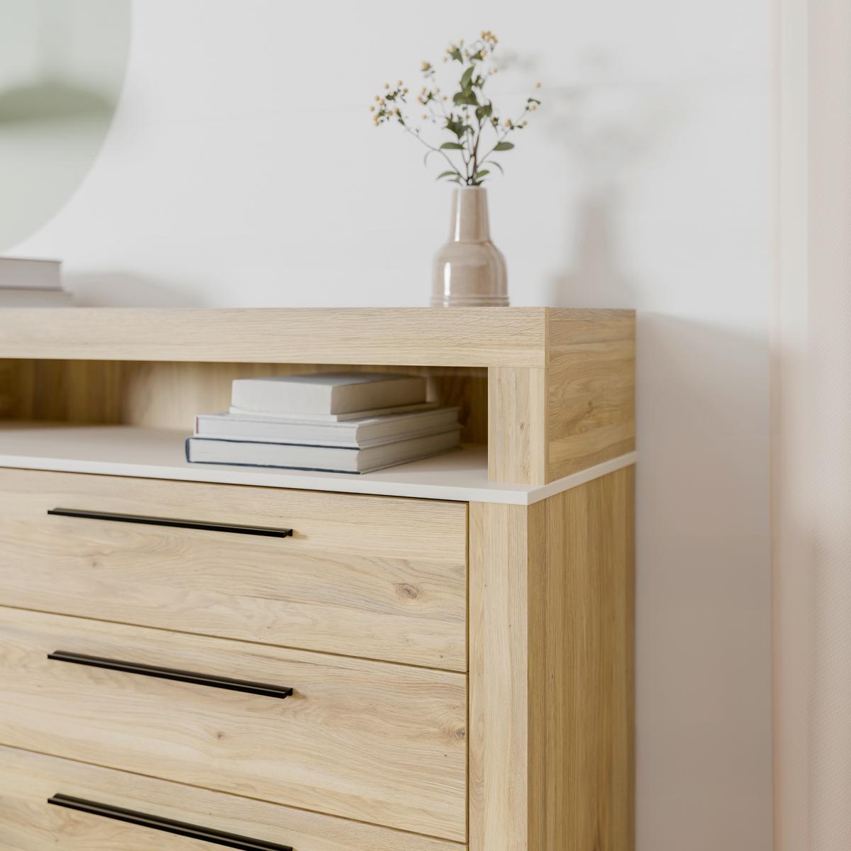 Komoda Bellevue - boje hrasta/boje pijeska, Konvencionalno, drvni materijal/plastika (160,5/107,3/43,4cm) - Modern Living