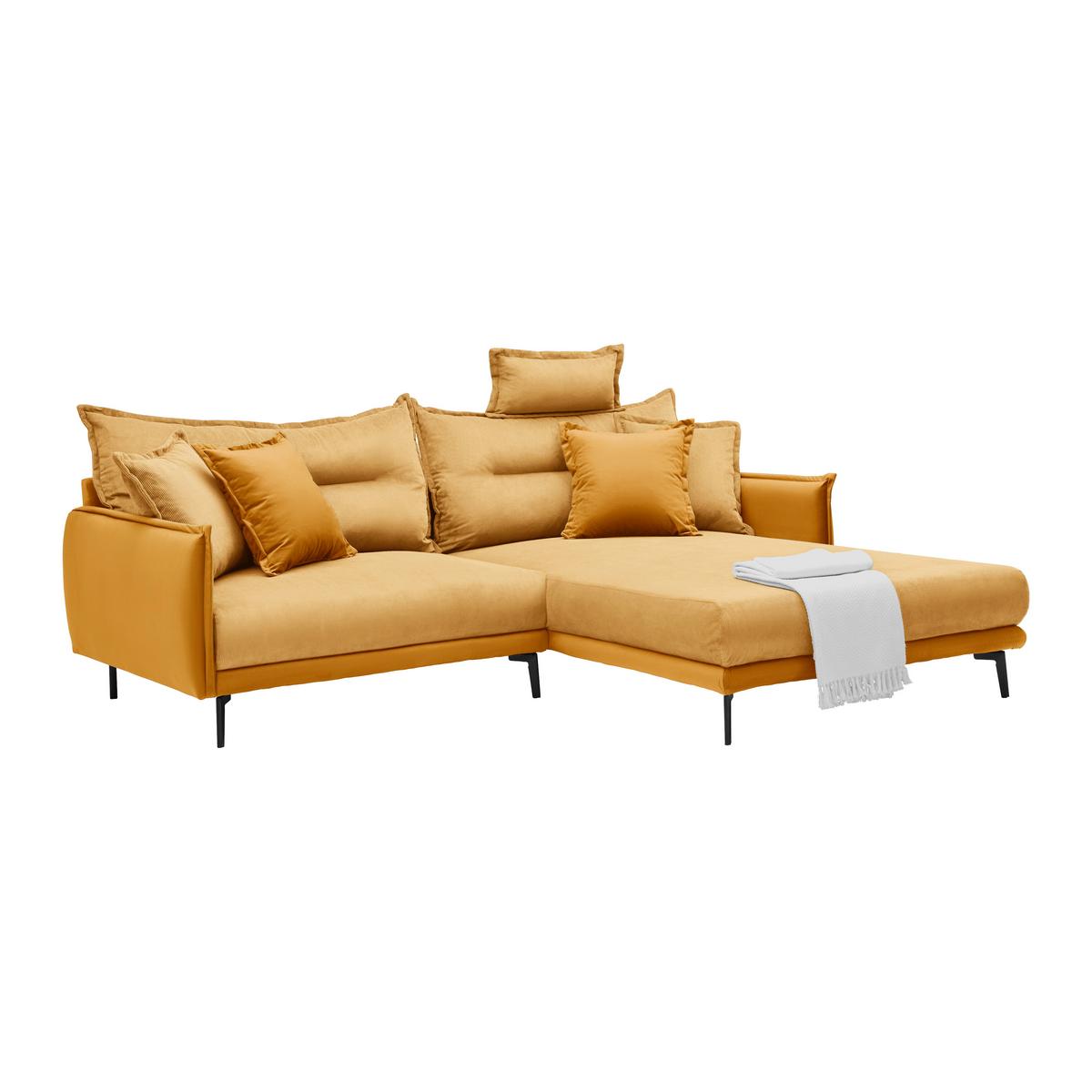 Ecksofa Nuovo Gelb - Gelb/Schwarz, MODERN, Textil/Metall (245/72-113/190cm) - Mömax