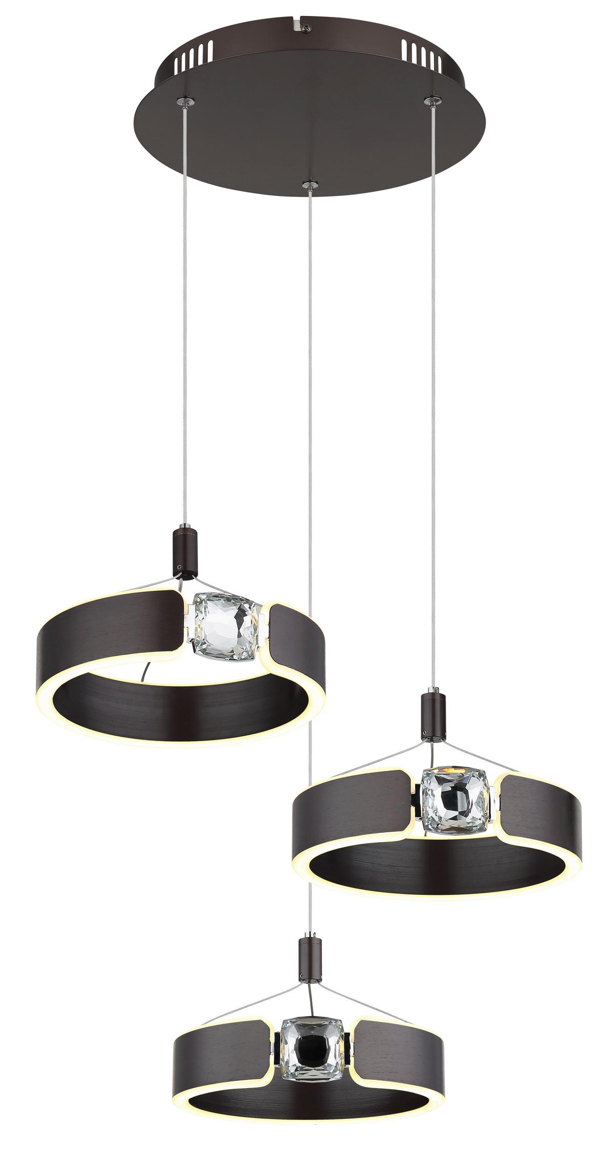 LED-HÄNGELEUCHTE 67349-3HR HENDRICKS - Klar/Opal, Design, Glas/Kunststoff (44/125cm) - Globo