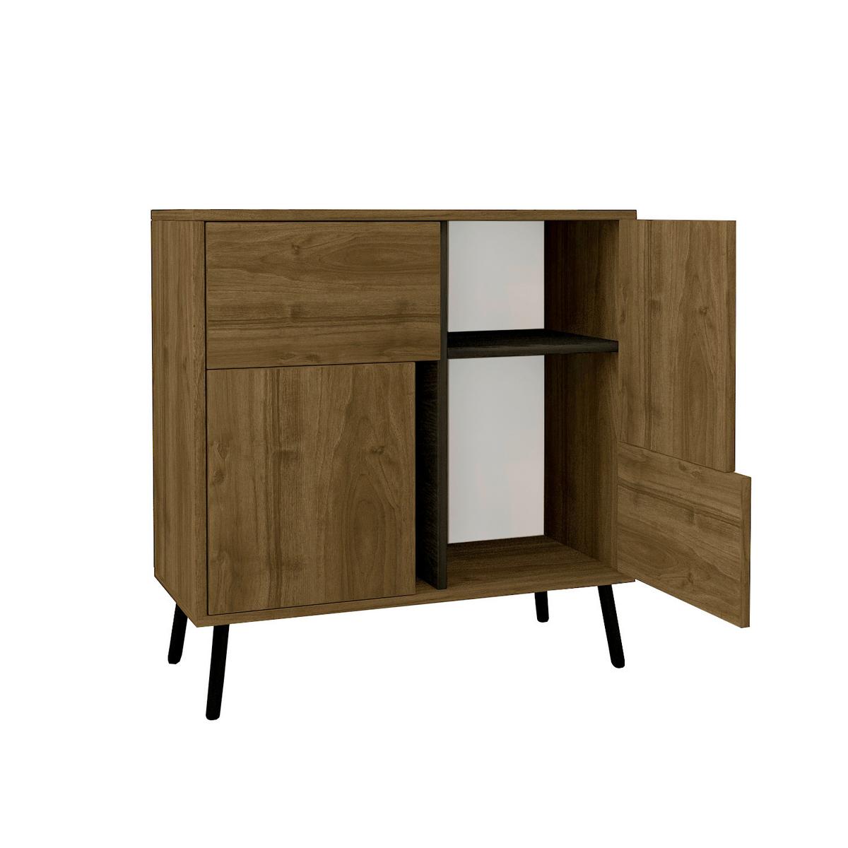 Kommode Darian Schrank - Kastanienfarben/Schwarz, Design, Holz/Metall (35/79/76,5cm) - Livetastic