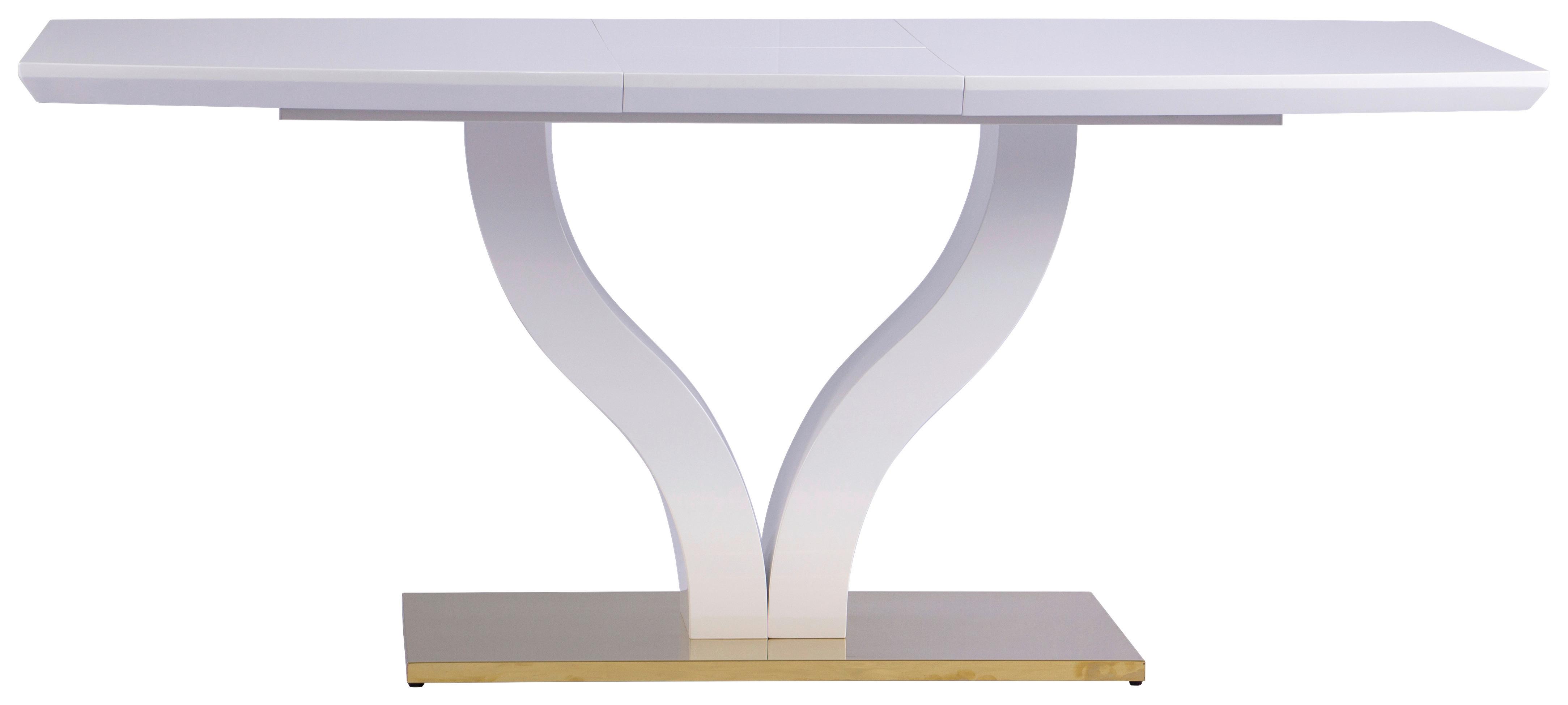 Jedilna Miza Jade Az, Bela, 140-180x90 - zlate barve/bela, Konvencionalno, kovina/leseni material (140-180/76/90cm) - MID.YOU