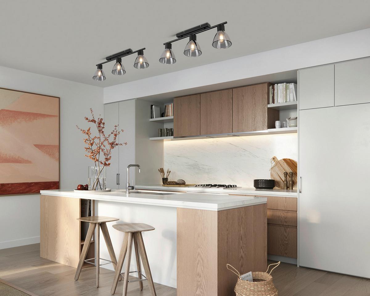 Stropna Svetilka Komol - črna/prosojno, Moderno, kovina/steklo (66/13/22cm) - Modern Living