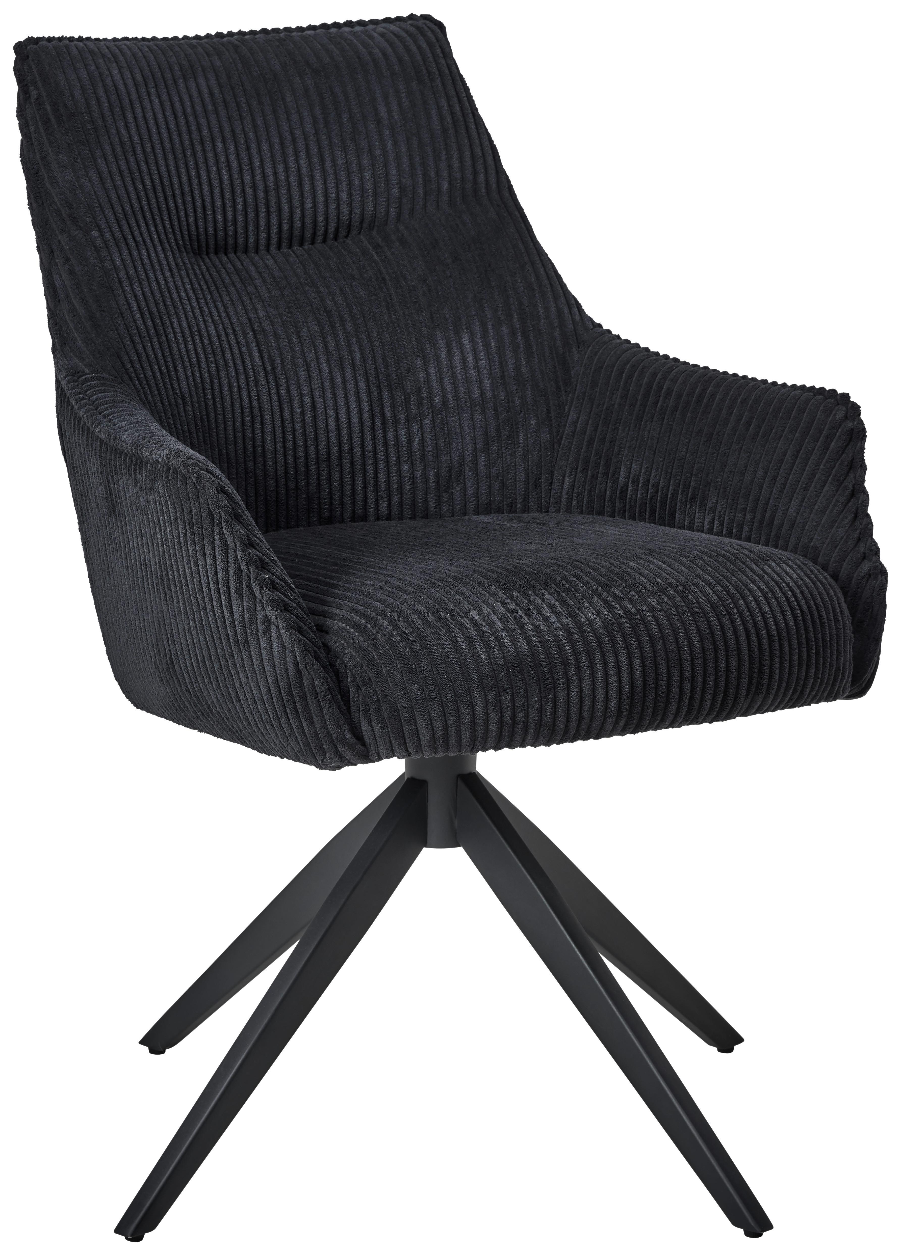 KRZESŁO Z PODŁOKIETNIKAMI YUKI - czarny, Lifestyle, metal/tkanina (61/87/65cm) - MID.YOU
