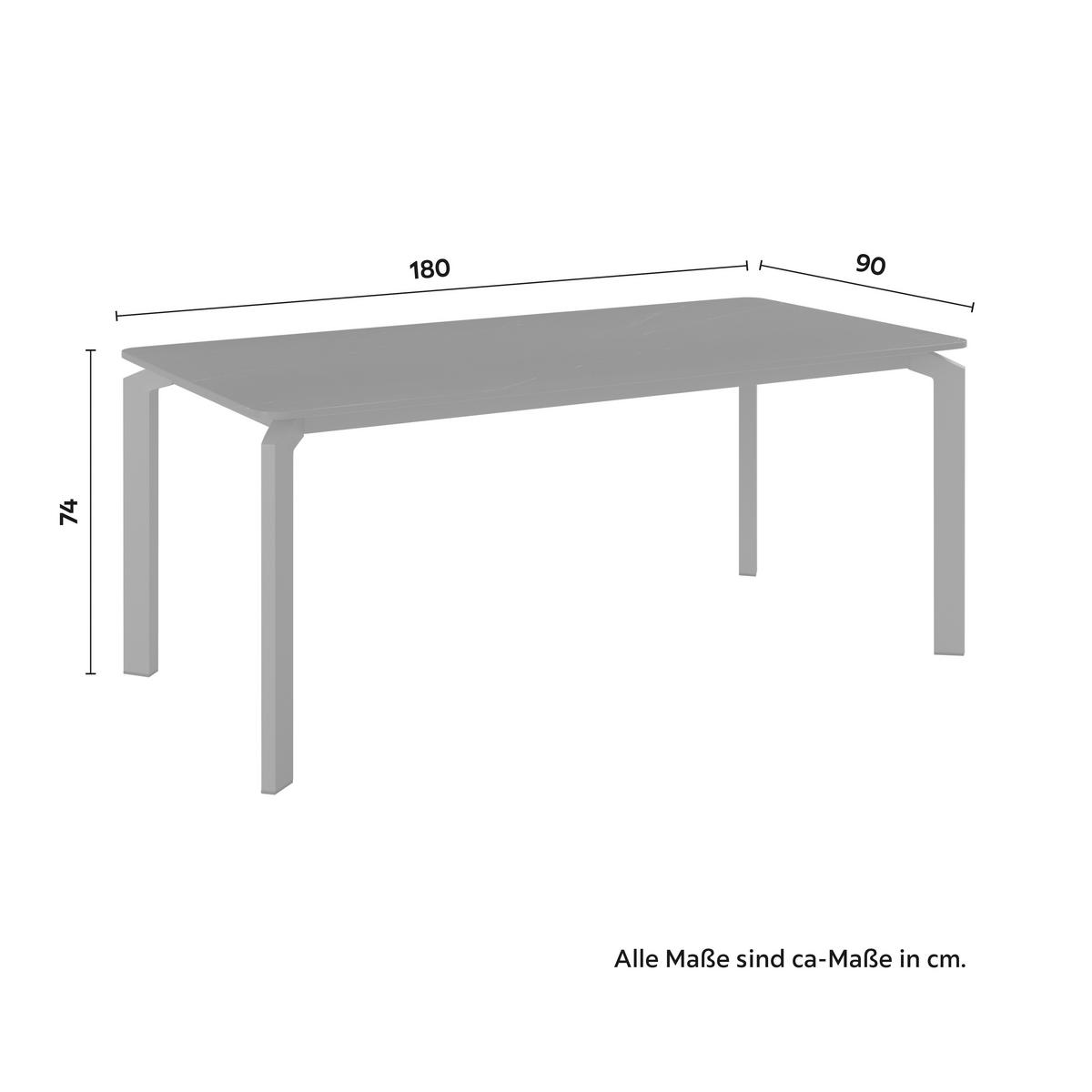 Vrtna Miza Cancun, 180x90, Aluminij, Keramika - antracit, Moderno, kovina/keramika (180/74/90cm) - Mömax