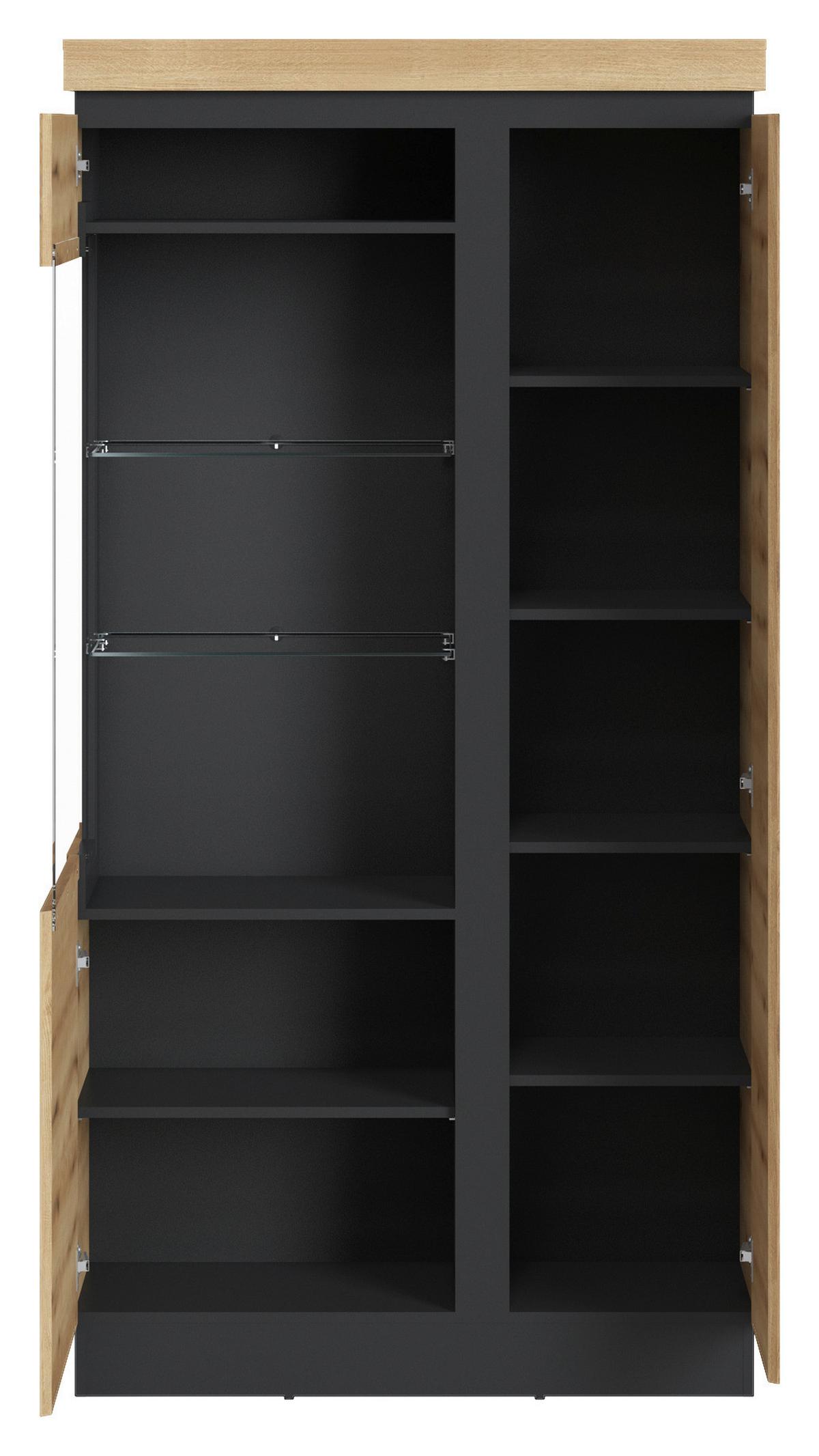 Vitrina Corte - siva/boje hrasta, Trend, staklo/drvni materijal (103,6/200,5/40cm) - Modern Living
