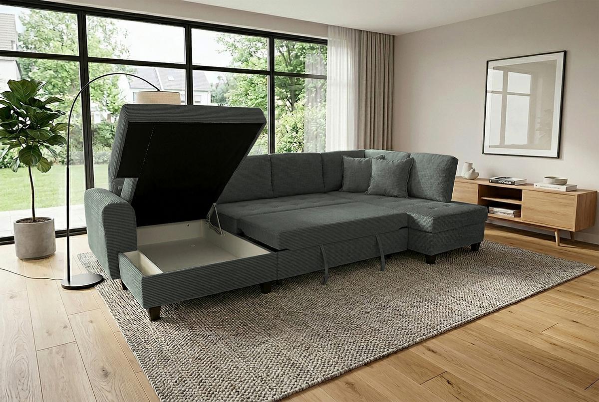 Kutna Garnitura Moritz - zelena, Trend, tekstil (155/324/178cm)