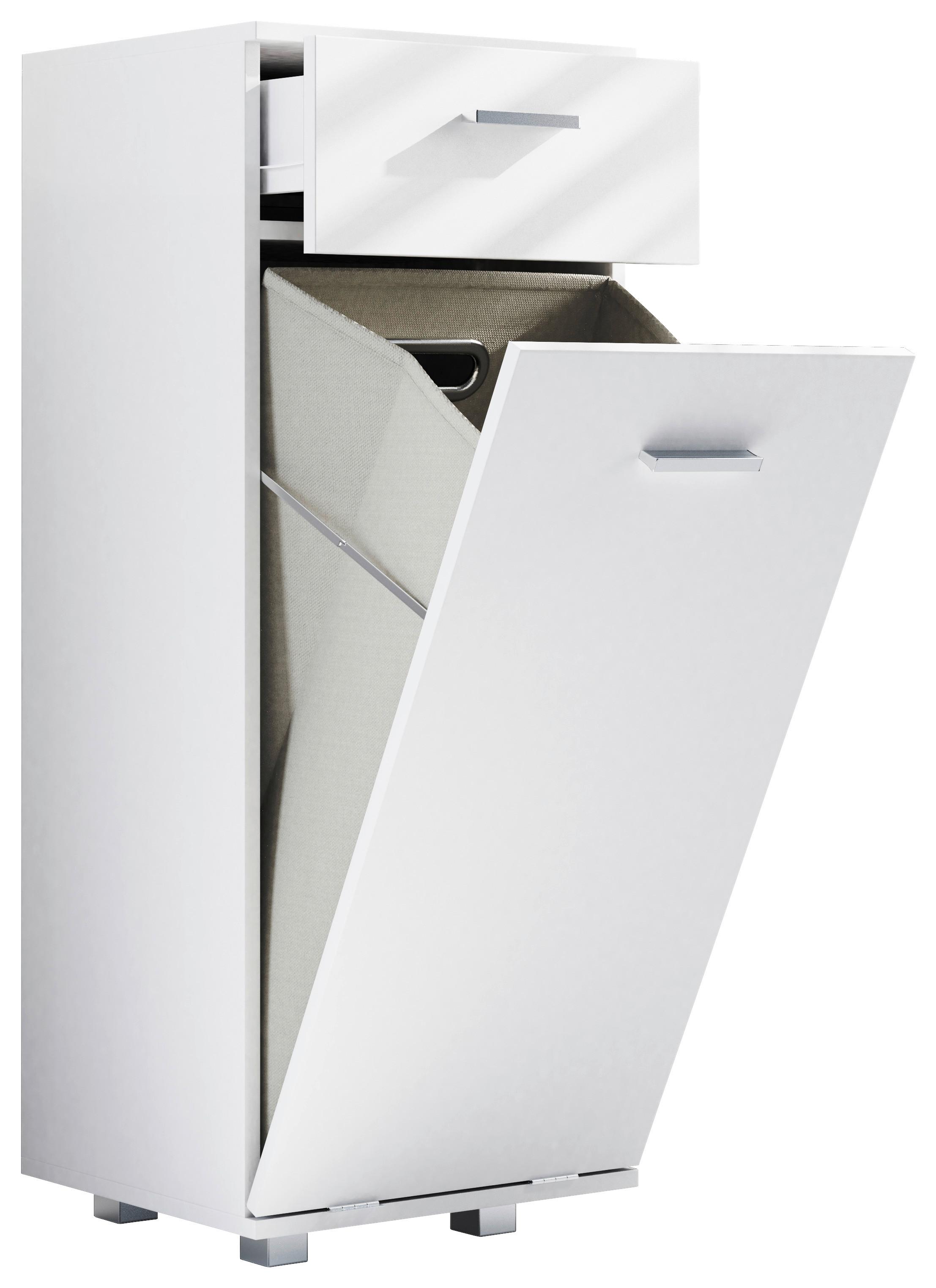 Midischrank Zalo S ca. 40x101x35 cm Weiß - Silberfarben/Weiß, MODERN, Holzwerkstoff/Kunststoff (40/101/35cm) - MID.YOU