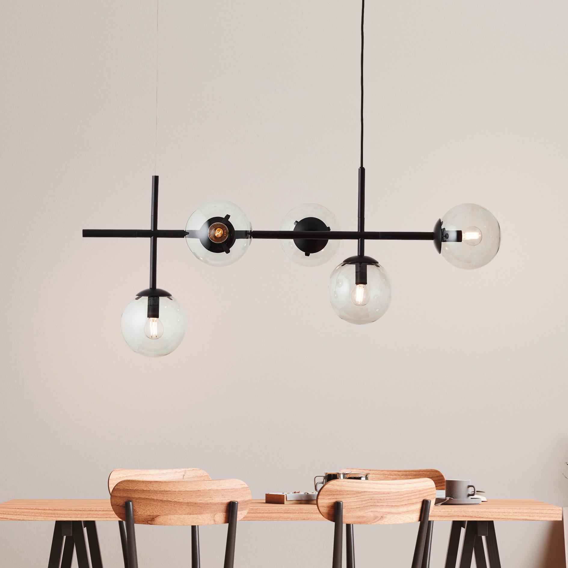 Hängeleuchte Ariol Grau/Schwarz max. 25 Watt - Schwarz/Grau, Design, Glas/Metall (93,3/34,5/147,5cm) - Brilliant