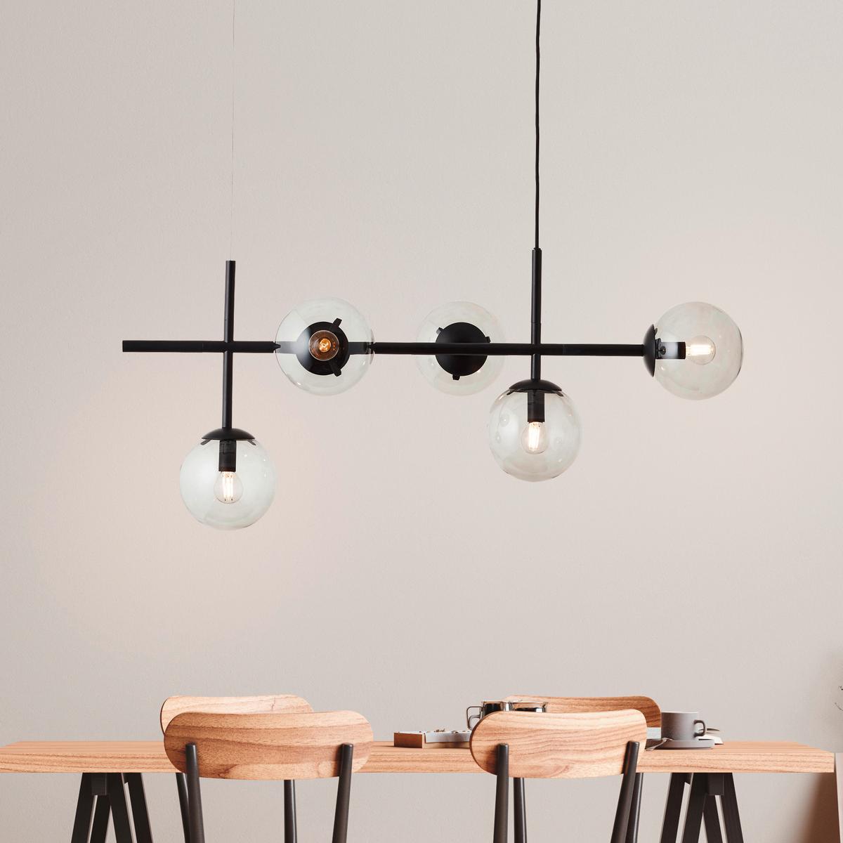 Hängeleuchte Ariol Grau/Schwarz max. 25 Watt - Schwarz/Grau, Design, Glas/Metall (93,3/34,5/147,5cm) - Brilliant