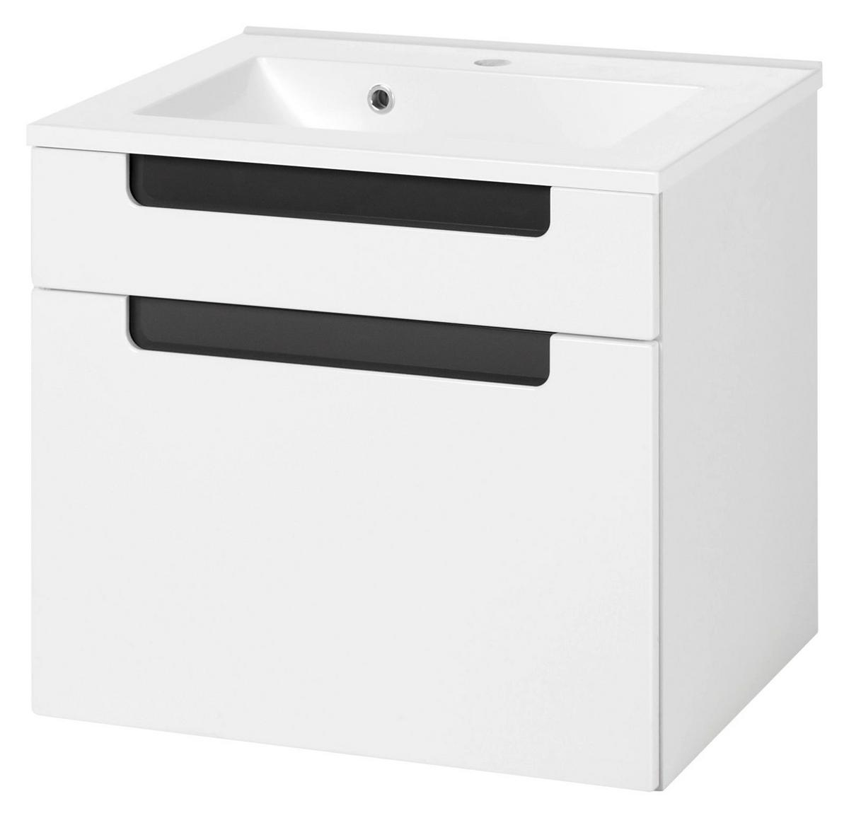 Badezimmer in Weiss/ Anthrazit 'Siena' - Anthrazit/Weiß, MODERN, Holzwerkstoff/Stein (60cm) - Held