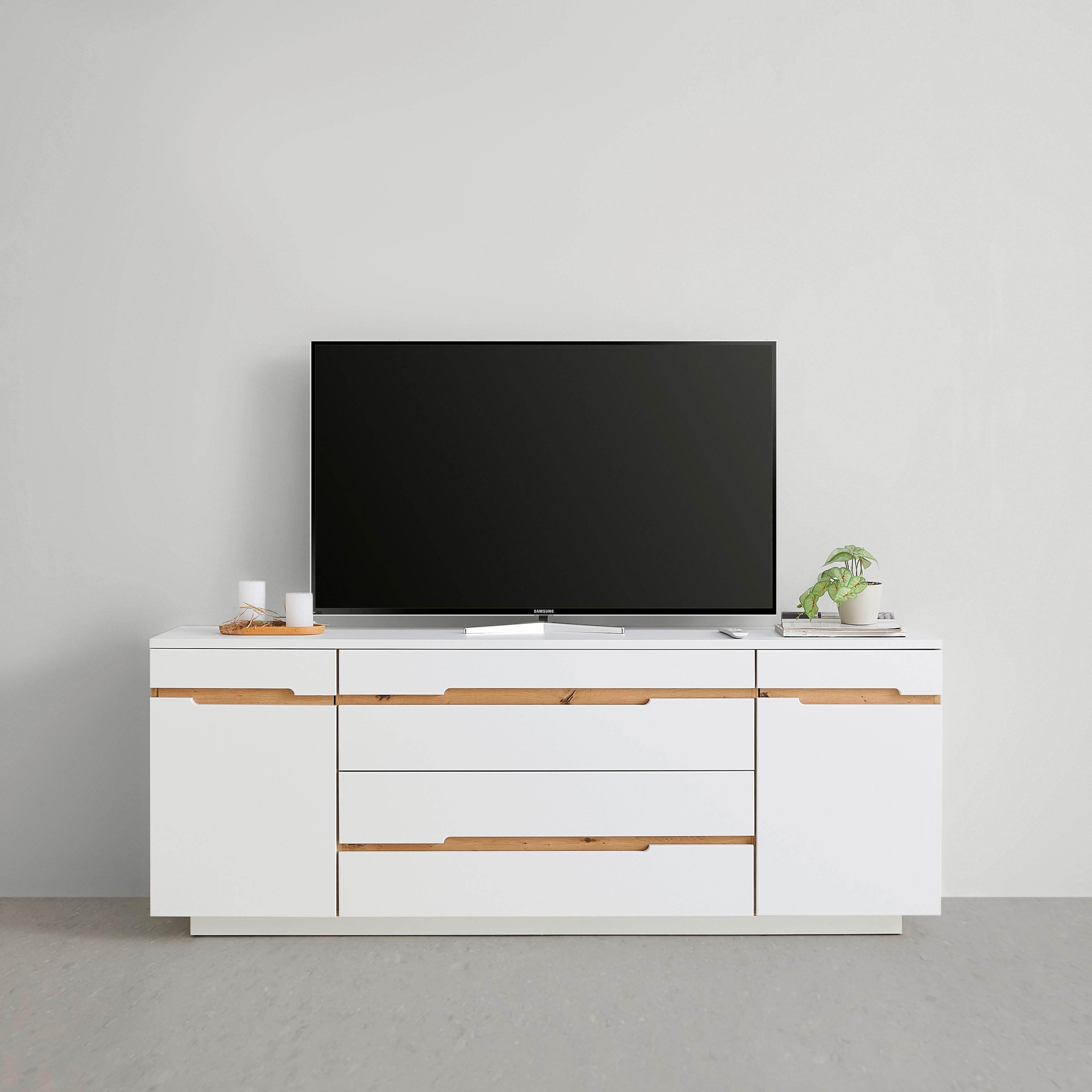 SZAFKA RTV DALLAS - biały/czarny, Modern, materiał drewnopochodny (190/73/44cm) - Mömax