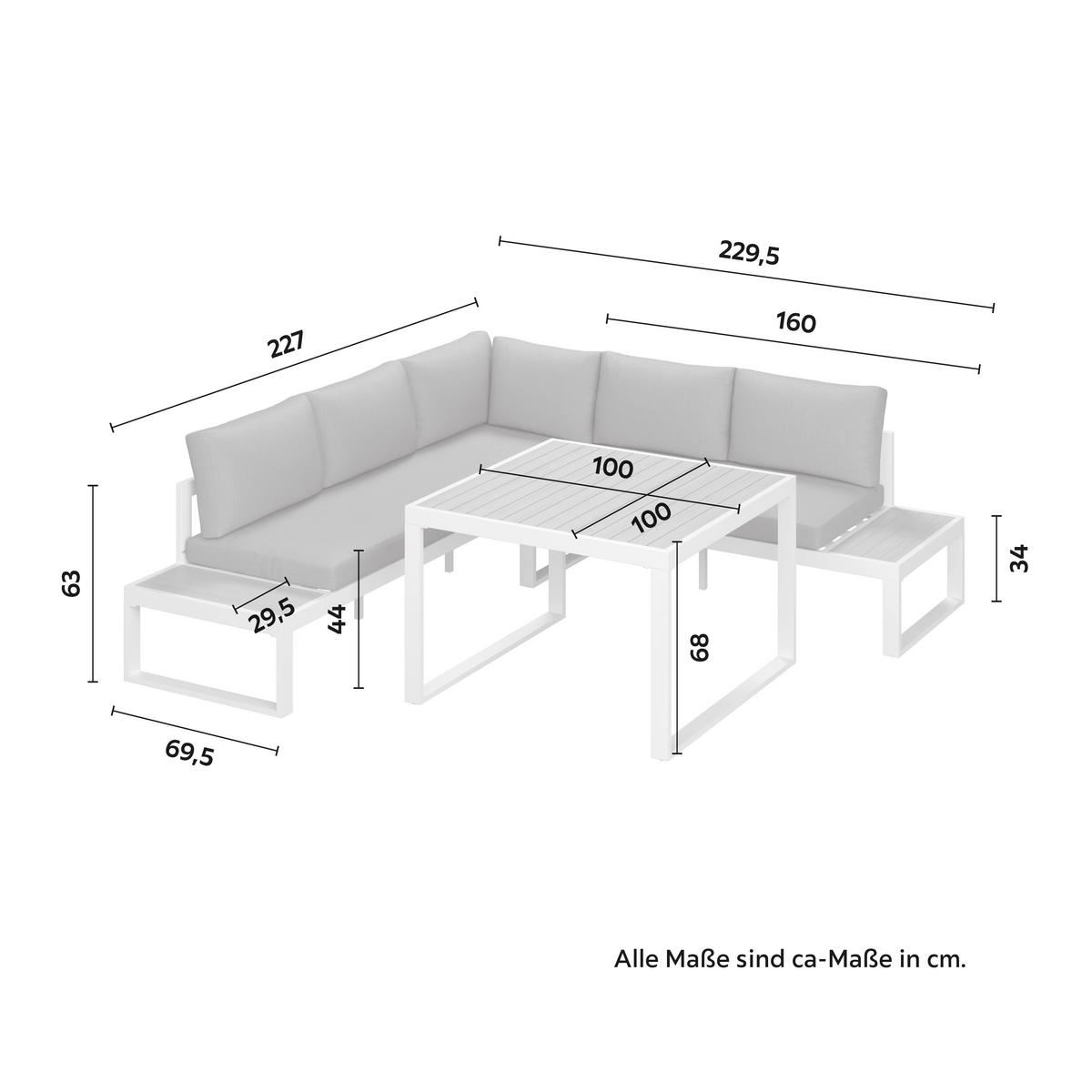Jedilna Lounge Garnitura Veneya, 3-Delno - siva/naravne barve, Moderno, kovina/umetna masa - Bessagi Garden
