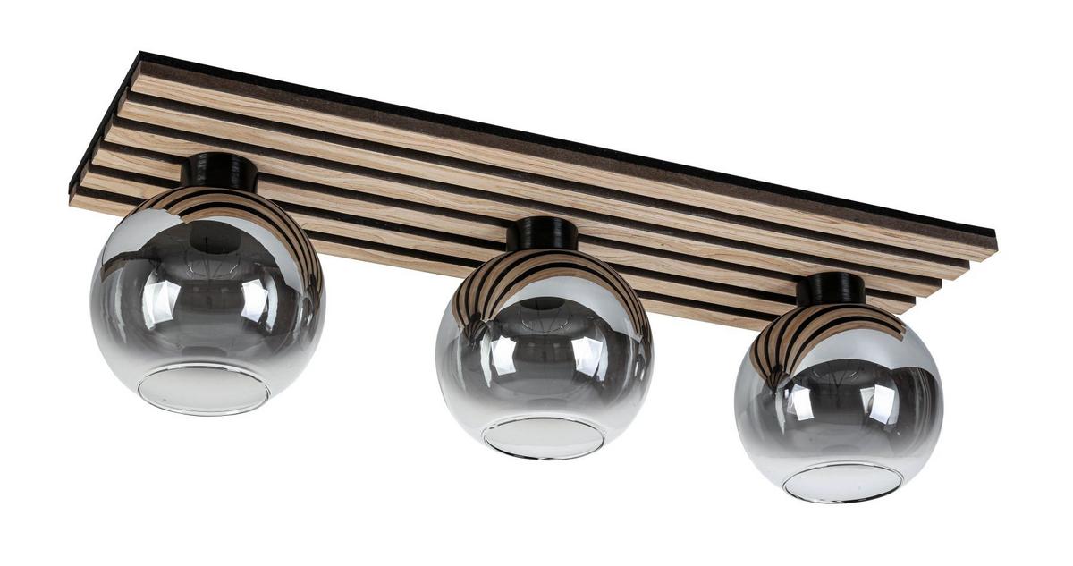 LAMPA SUFITOWA KENTUCKY *SBN* - kolor dębowy/czarny, Basics, materiał drewnopochodny/tworzywo sztuczne (75/23/23cm) - Novel