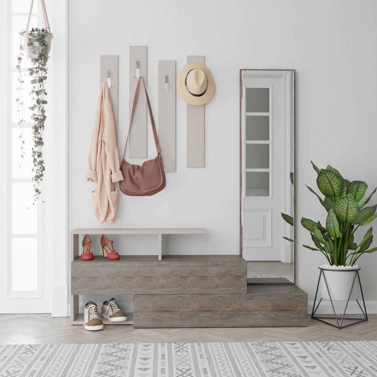 Garderobe Ramda ca. 137x154x35 cm Mokka - Braun/Mokka, Design, Holzwerkstoff (137/154/35cm) - Livetastic