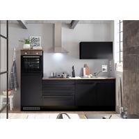 Küchenblock Jazz mit Geräten ca. 260 cm Schwarz - Eichefarben/Schwarz, LIFESTYLE, Holzwerkstoff/Kunststoff (260cm) - P & B