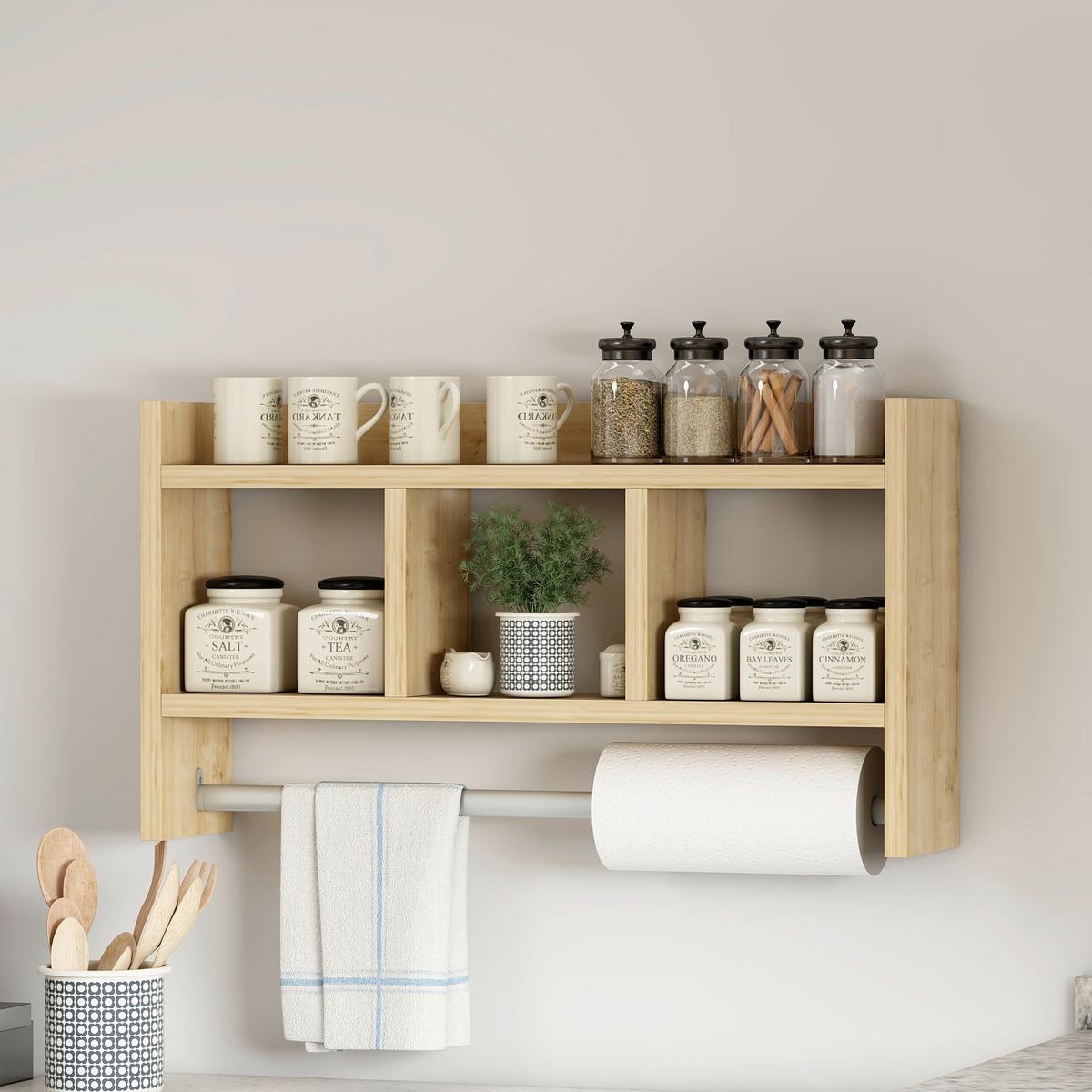 KÜCHENREGAL ASYA R001 WANDREGAL - Eichefarben, Design, Holzwerkstoff (64/35/15cm) - Livetastic