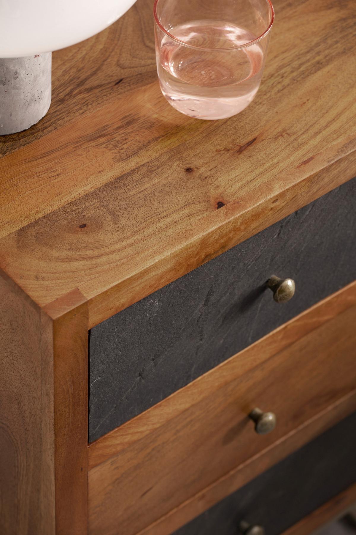 NACHTKÄSTCHEN WL6.767 - Anthrazit/Goldfarben, Lifestyle, Holz/Metall (40/60/30cm) - MID.YOU