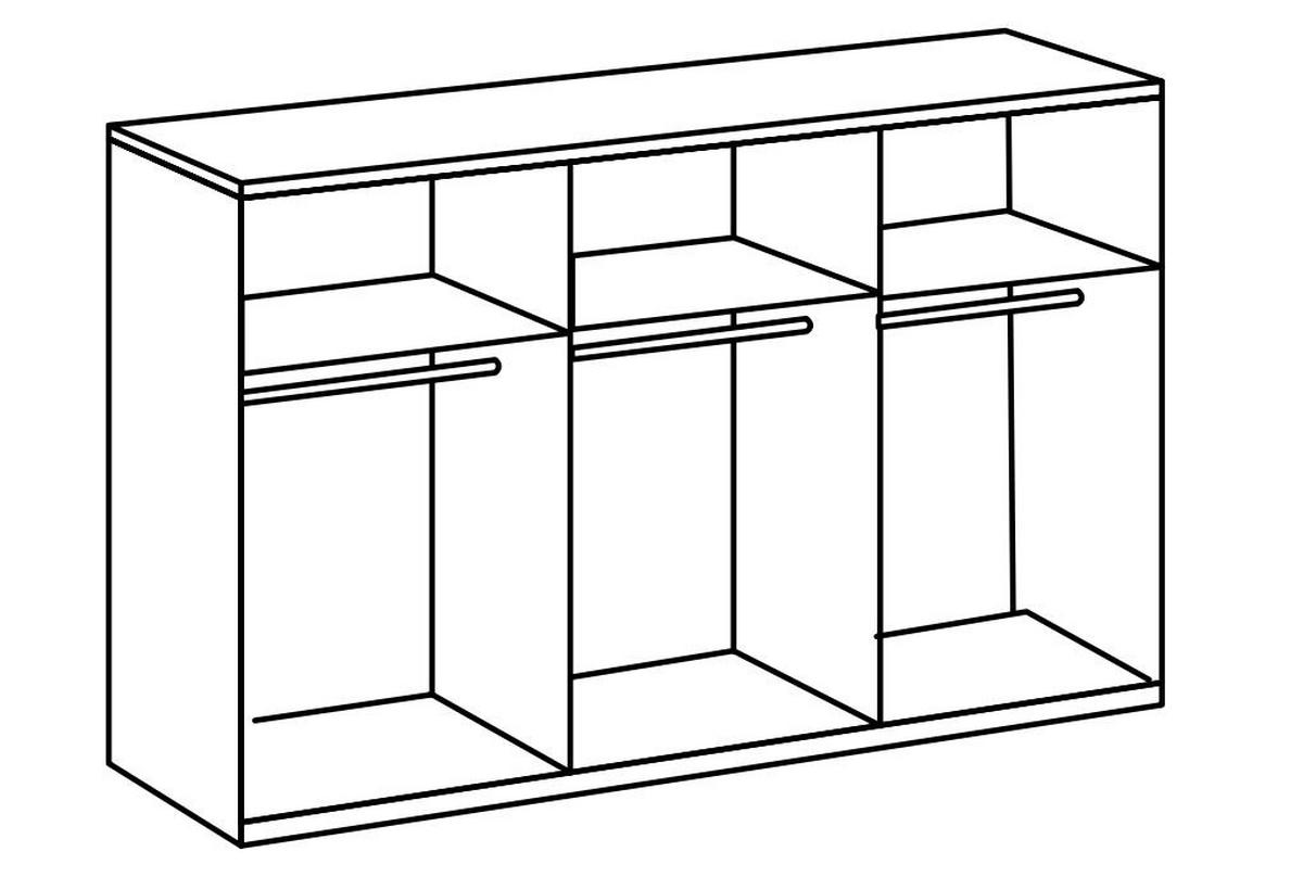 Ormar S Kliznim Vratima Level 36 D - boje hrasta/bijela visoki sjaj, Moderno, drvni materijal/metal (300/216/65cm) - Modern Living