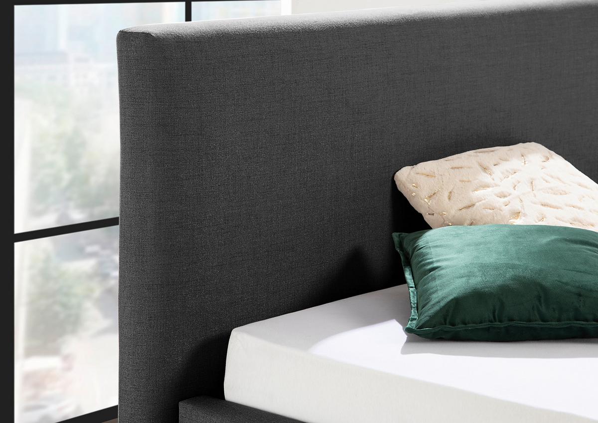 Polsterbett Minto Anthrazit ca. 100x200 cm - Anthrazit/Silberfarben, MODERN, Textil/Metall (100/200cm) - Livetastic