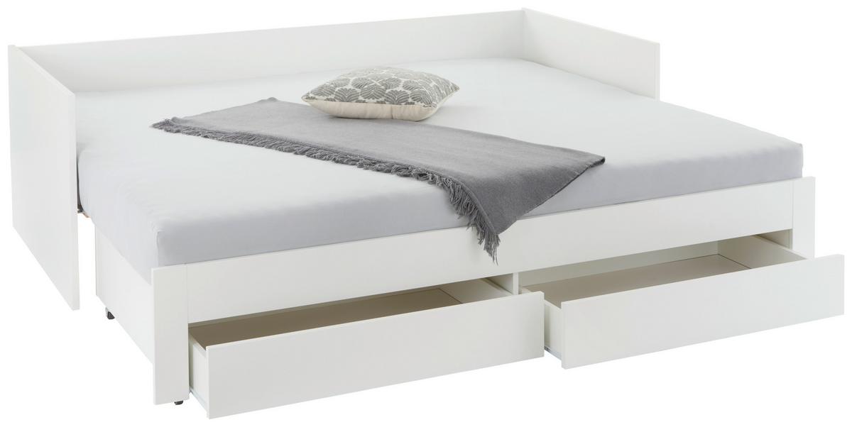 Krevet Na Izvlačenje Jan - bijela, Konvencionalno, drvo (90-180/200cm) - Based