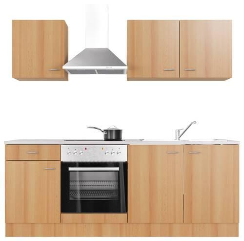 Kuhinjski Blok Z Aparati Nano, Barva Bukve - barve nerjavečega jekla/barve bukve, Moderno, umetna masa/leseni material (210cm) - FlexWell