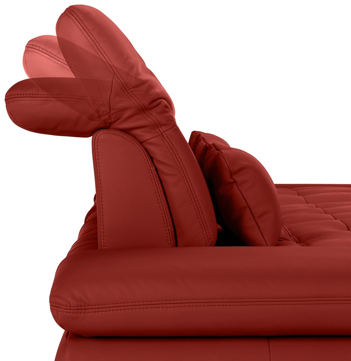 Wohnlandschaft Sanfino Leder Rot - Chromfarben/Rot, KONVENTIONELL, Leder/Metall (305/79-96/199cm) - Premium Living