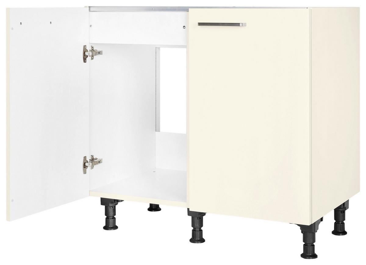 Spülenunterschrank Touch Magnolie - Edelstahlfarben/Magnolie, MODERN, Holzwerkstoff/Metall (90/87/56cm) - Nobilia