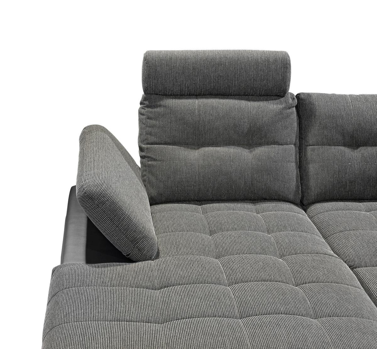 Wohnlandschaft Jakarta U inkl. Kissen Grau/Schwarz - Chromfarben/Schwarz, Design, Kunststoff/Textil (170/324/218cm) - MID.YOU