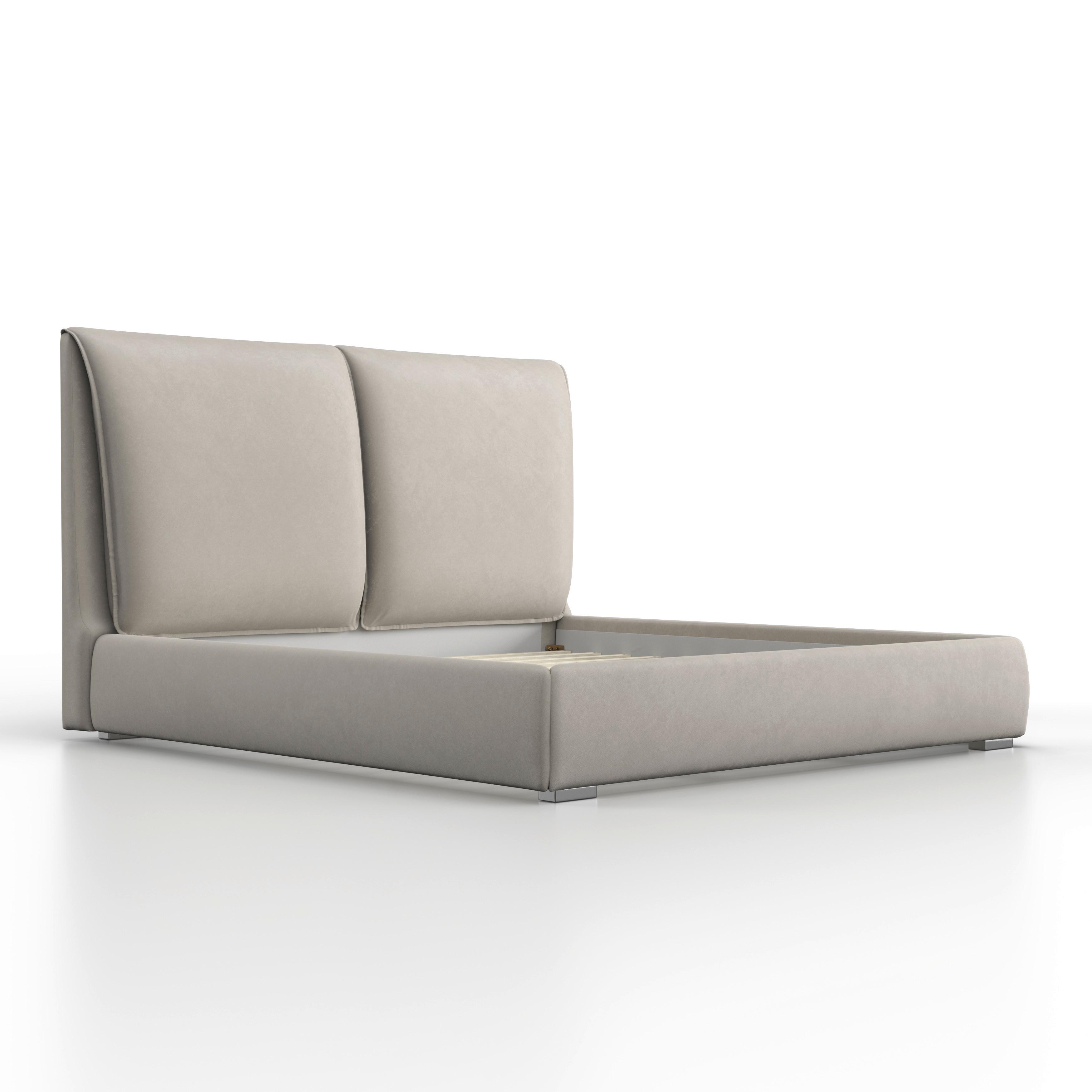 Polsterbett Sophie ca. 180x200 cm Hellgrau - Hellbraun/Silberfarben, MODERN, Holz/Textil (180/200cm) - Bessagi Home