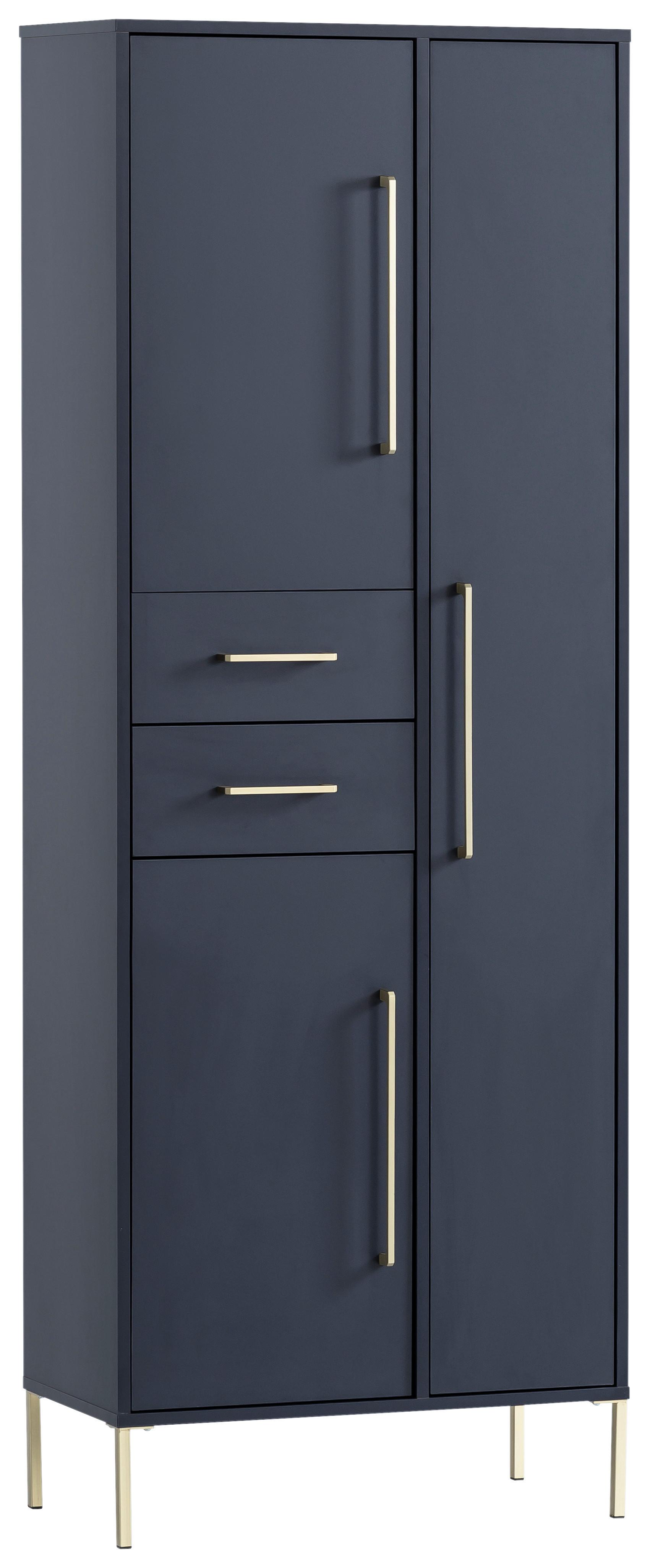 Hochschrank Kent ca.67,1x184,3x33,1cm Blau - Blau/Goldfarben, Holzwerkstoff/Metall (67,1/184,3/33,1cm) - MID.YOU