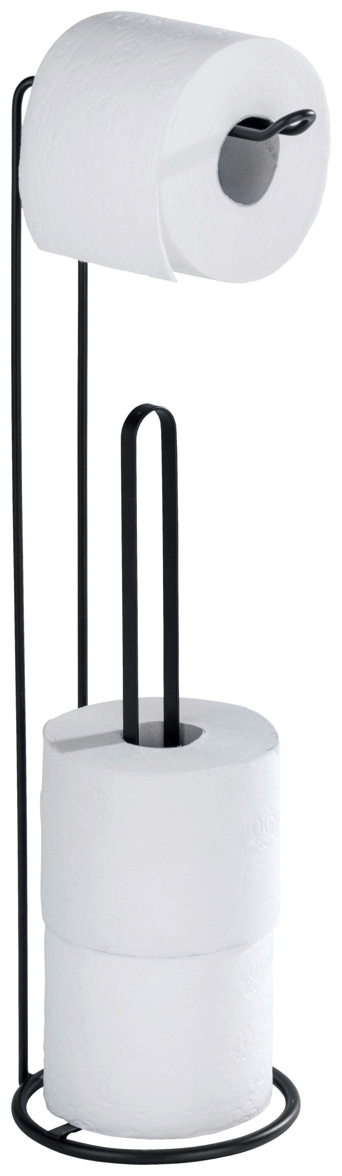 Suport hârtie igienică Lugano - negru, Konventionell, metal (15,5cm) - Wenko