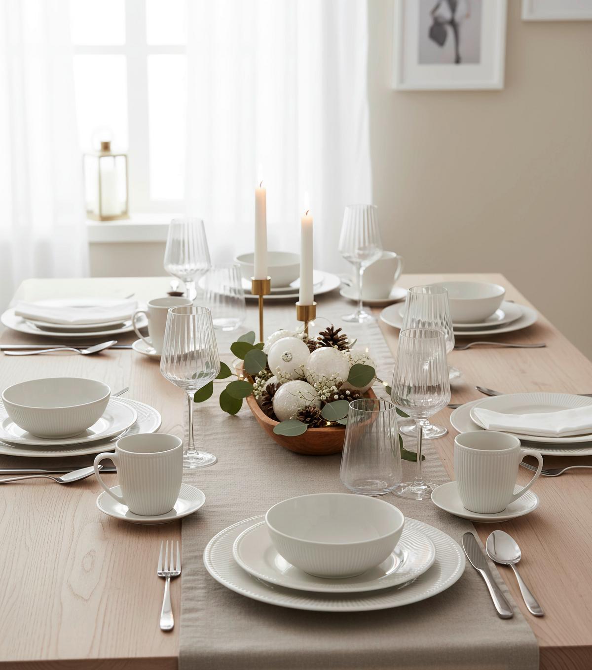 SERWIS OBIADOWO-ŚNIADANIOWY NELE - biały, Konventionell, ceramika - Landscape