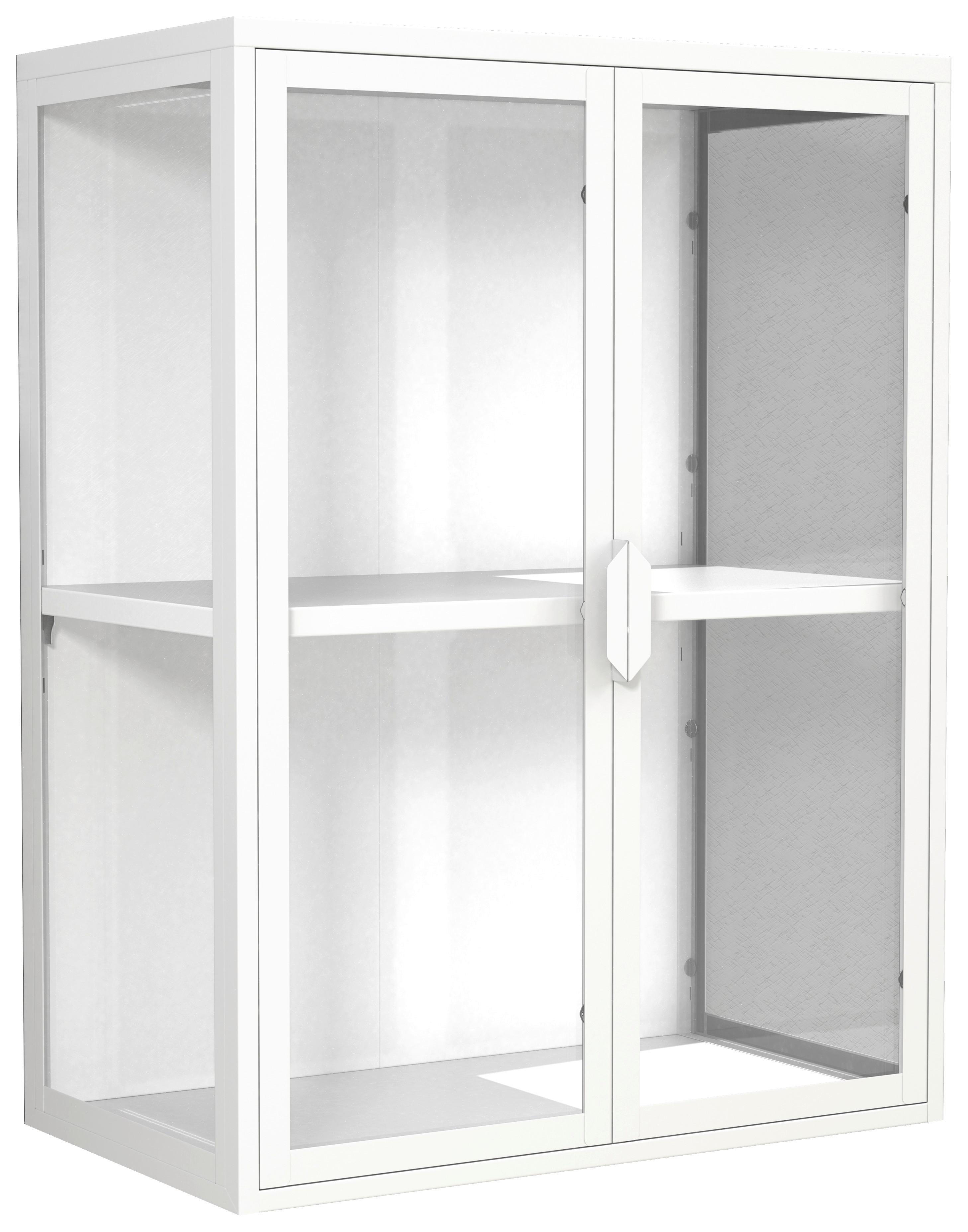 Viseča Vitrina Flokas M, Bela - bela/prosojno, Design, kovina/steklo (60/80/35cm) - MID.YOU