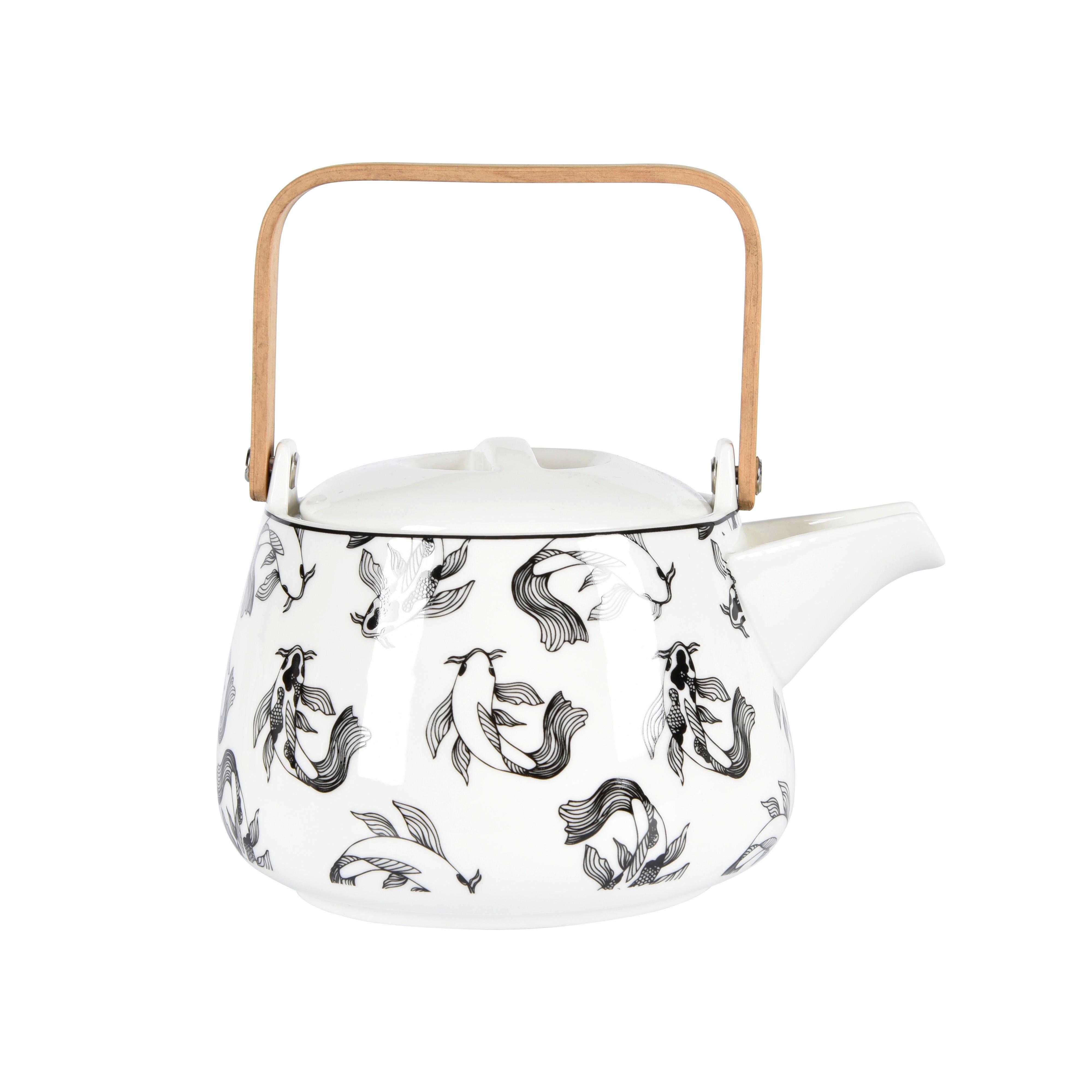 Teekanne Shiva in Schwarz/Weiß - Schwarz/Weiß, LIFESTYLE, Keramik (18/13,5/11cm) - Premium Living