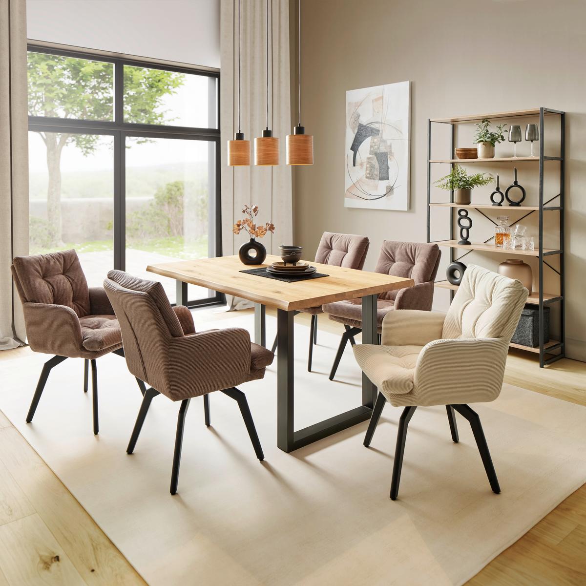 Armlehnstuhl Hanna in Braun - Schwarz/Braun, Modern, Textil/Metall (60/88/64cm) - Mömax